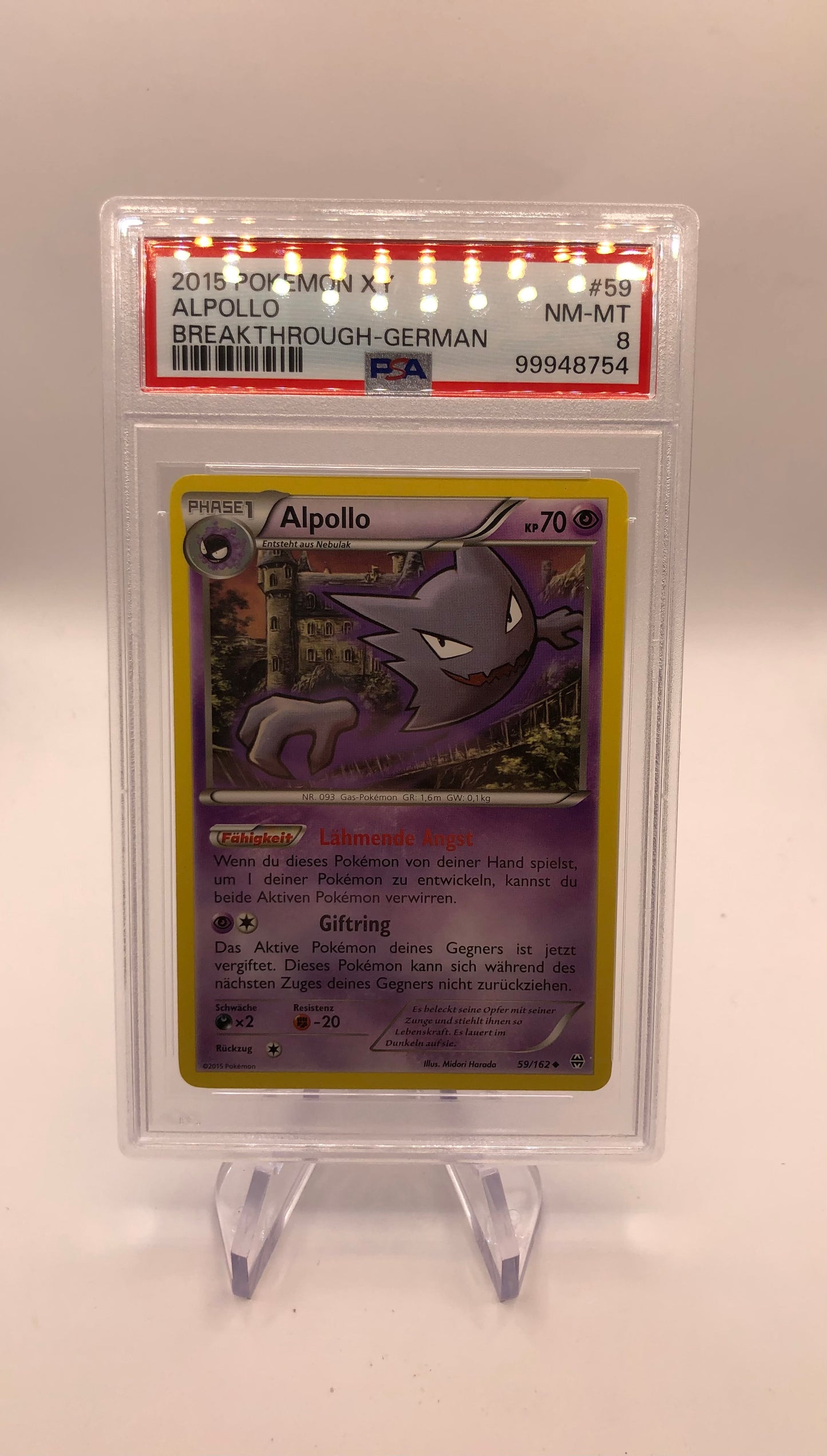 Pokemon Karte PSA 8 Alpollo 59/162 Deutsch