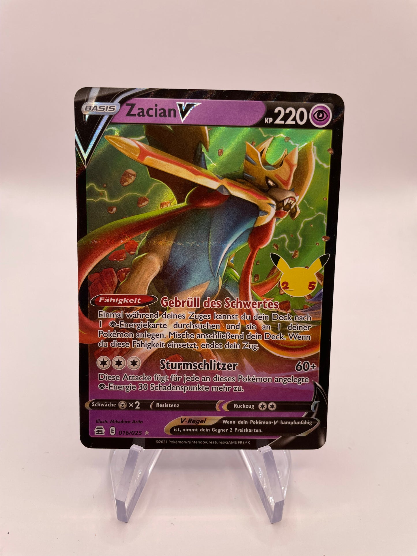 Pokémon Karte V Zacian 16/25 Deutsch