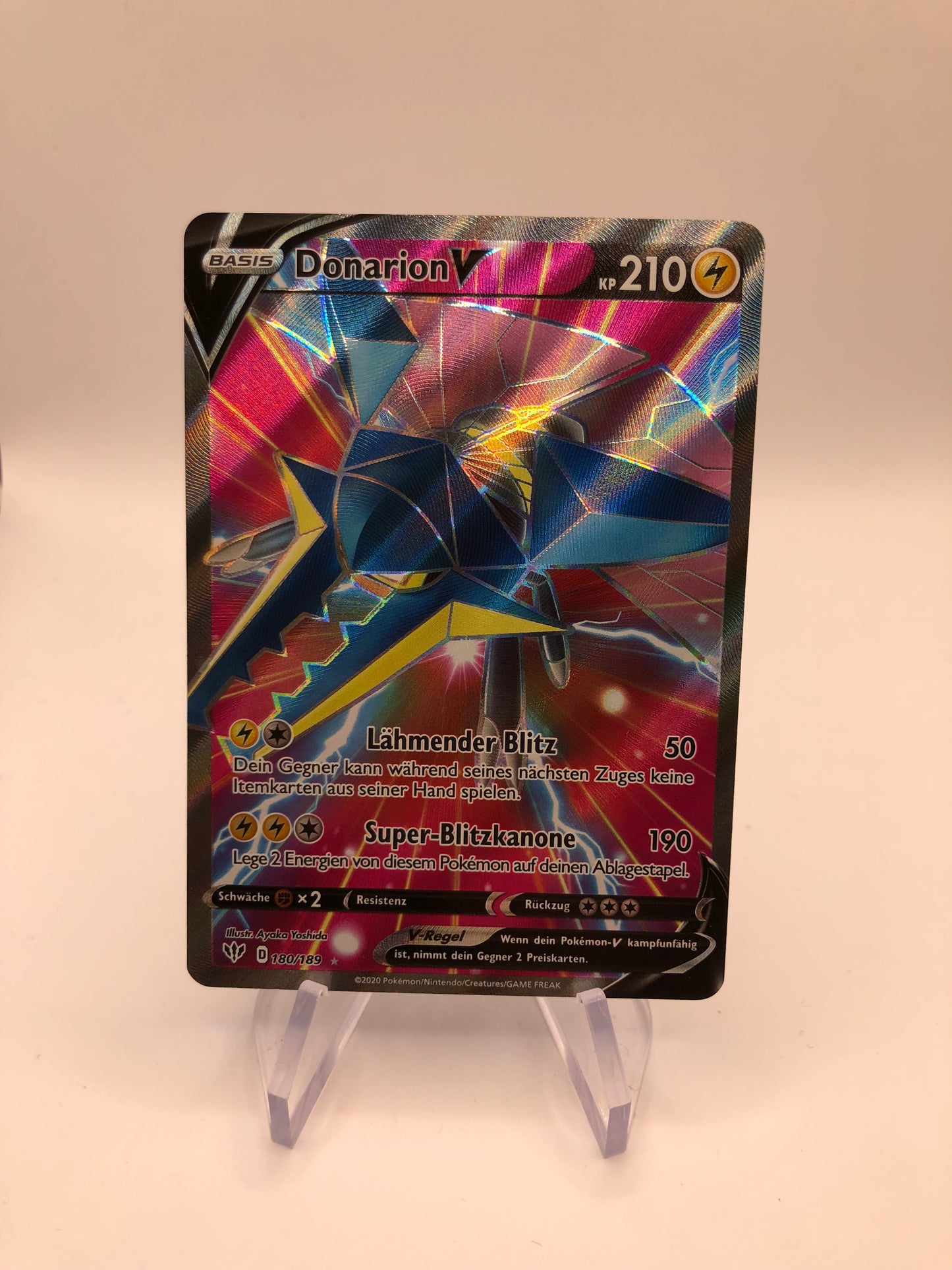 Pokemon Karte Fullart V Donarion 180/189 Deutsch