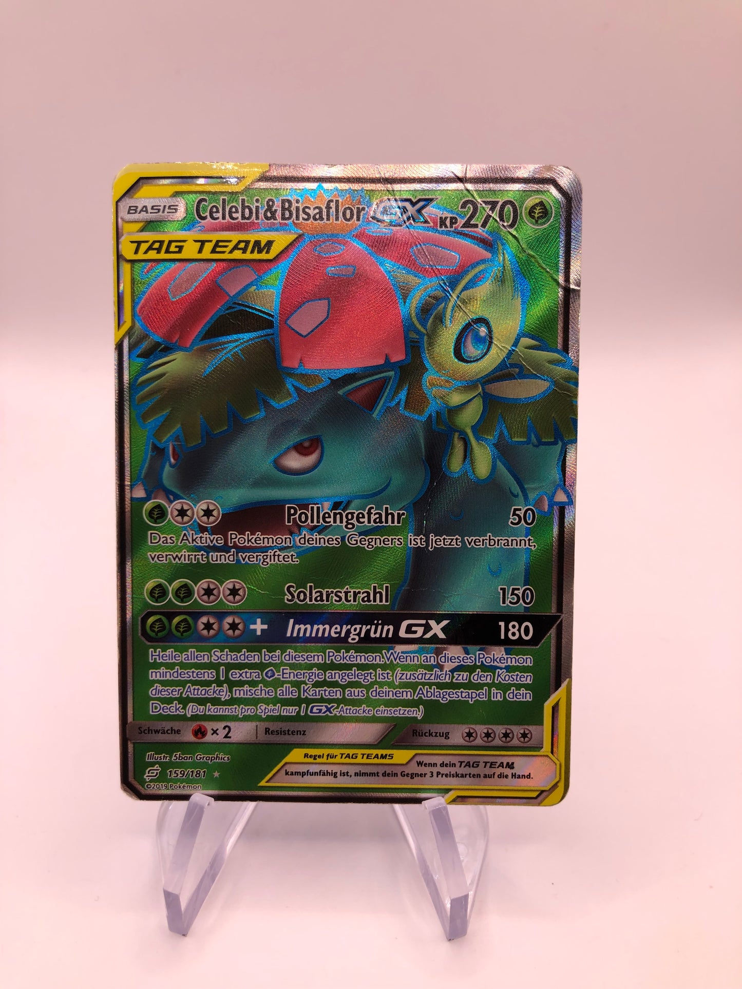 Pokemon Karte GX Fullart Tag Team Celebi&Bisaflor 159/181 Deutsch