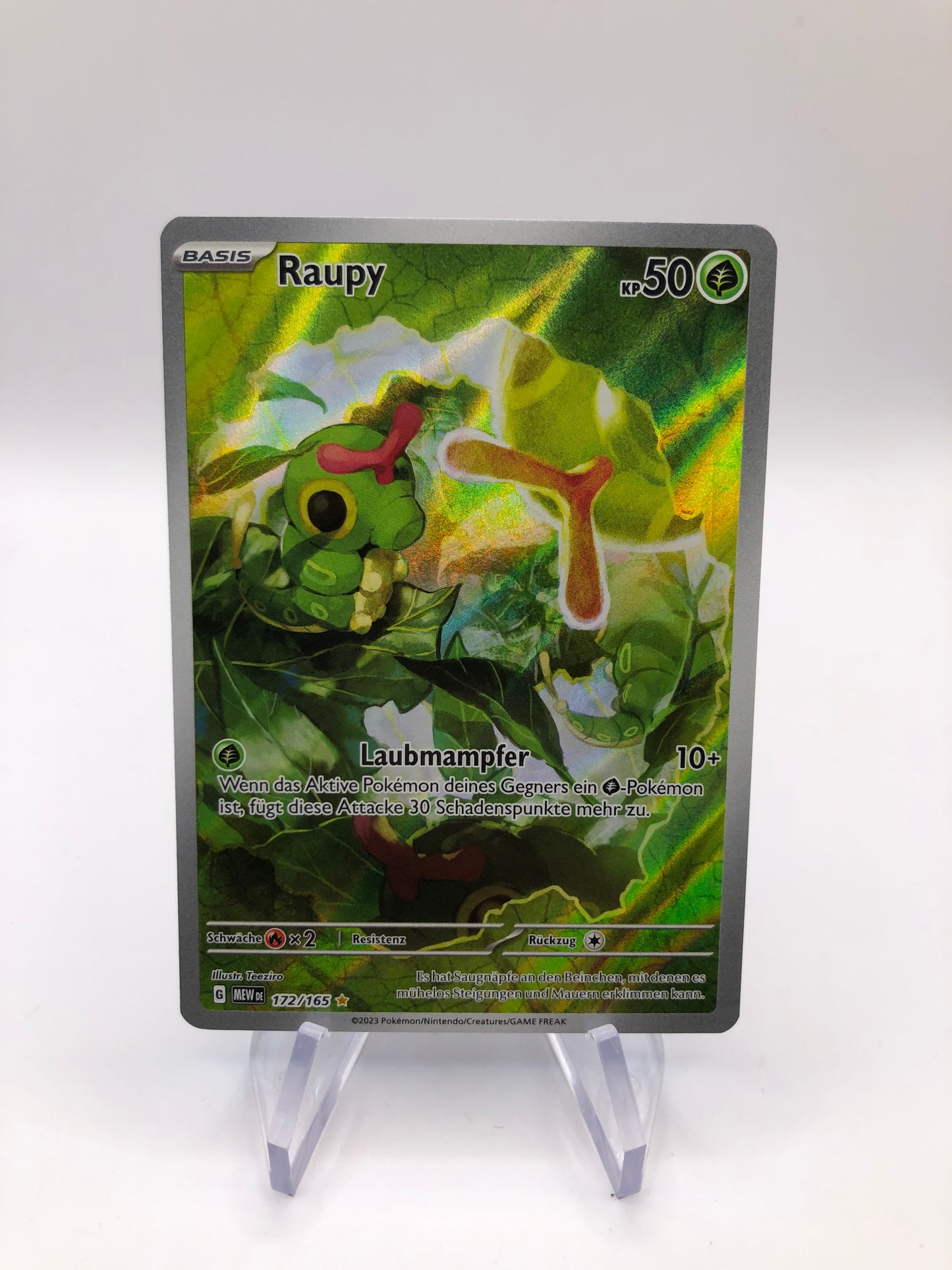 Pokemon Karte Art Rare Raupy 172/165 Deutsch