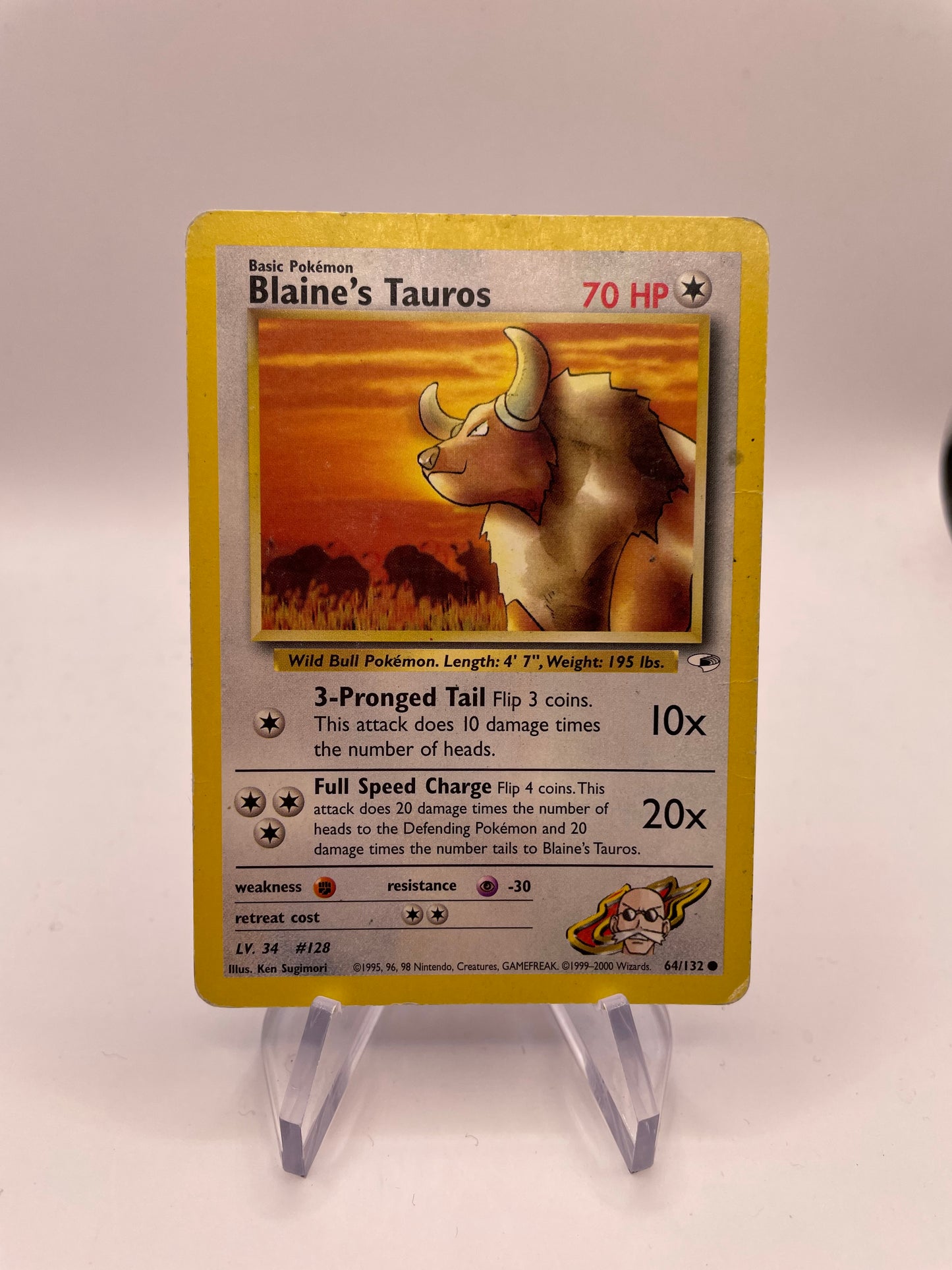 Pokemon Karte Gym Heros Blaine‘s Tauros 64/132 Englisch