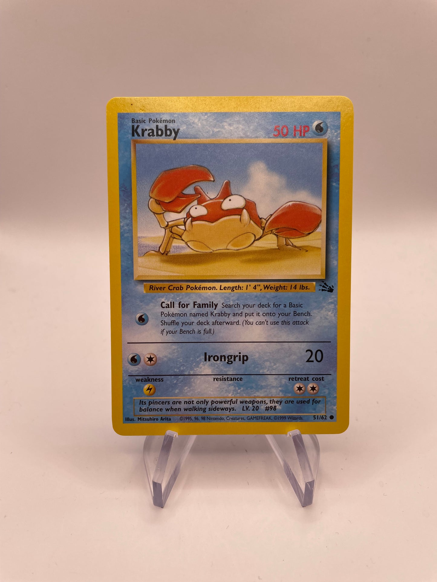 Pokemon Karte Fossil Krabby 51/62 Englisch