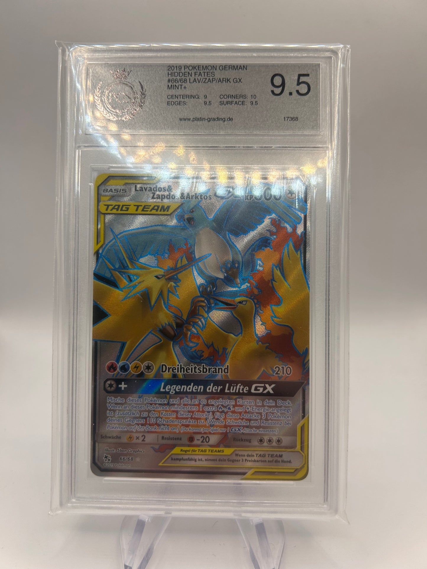 Pokemon Karte PGS 9,5 Arktos Lavados Zapdos 66/68 Deutsch