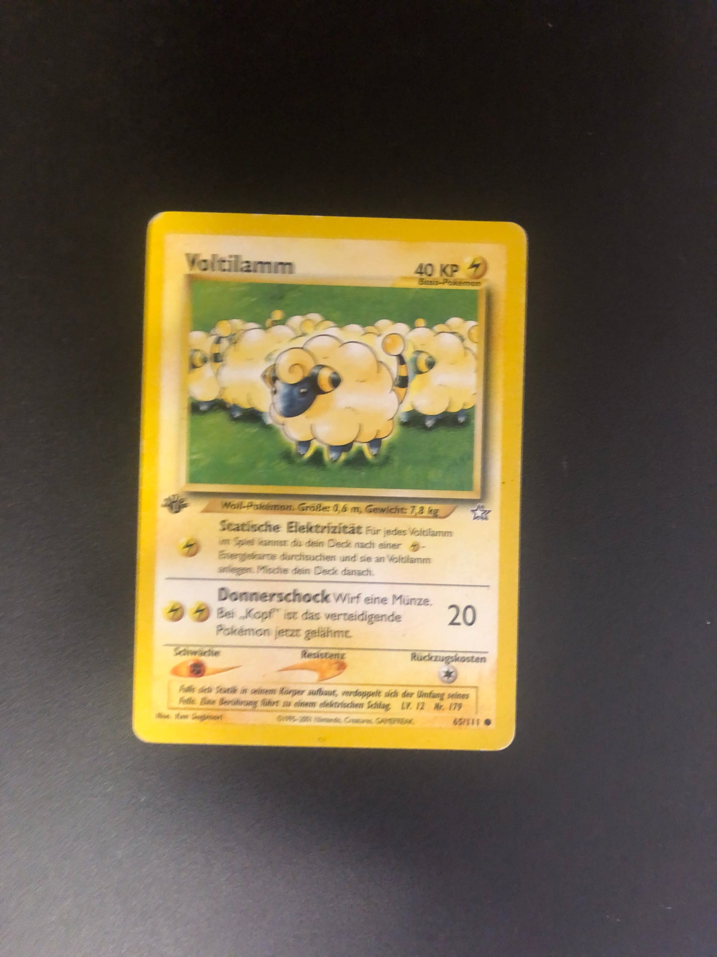 Pokemon Karte 1.Edition Voltilamm 65/111 Deutsch