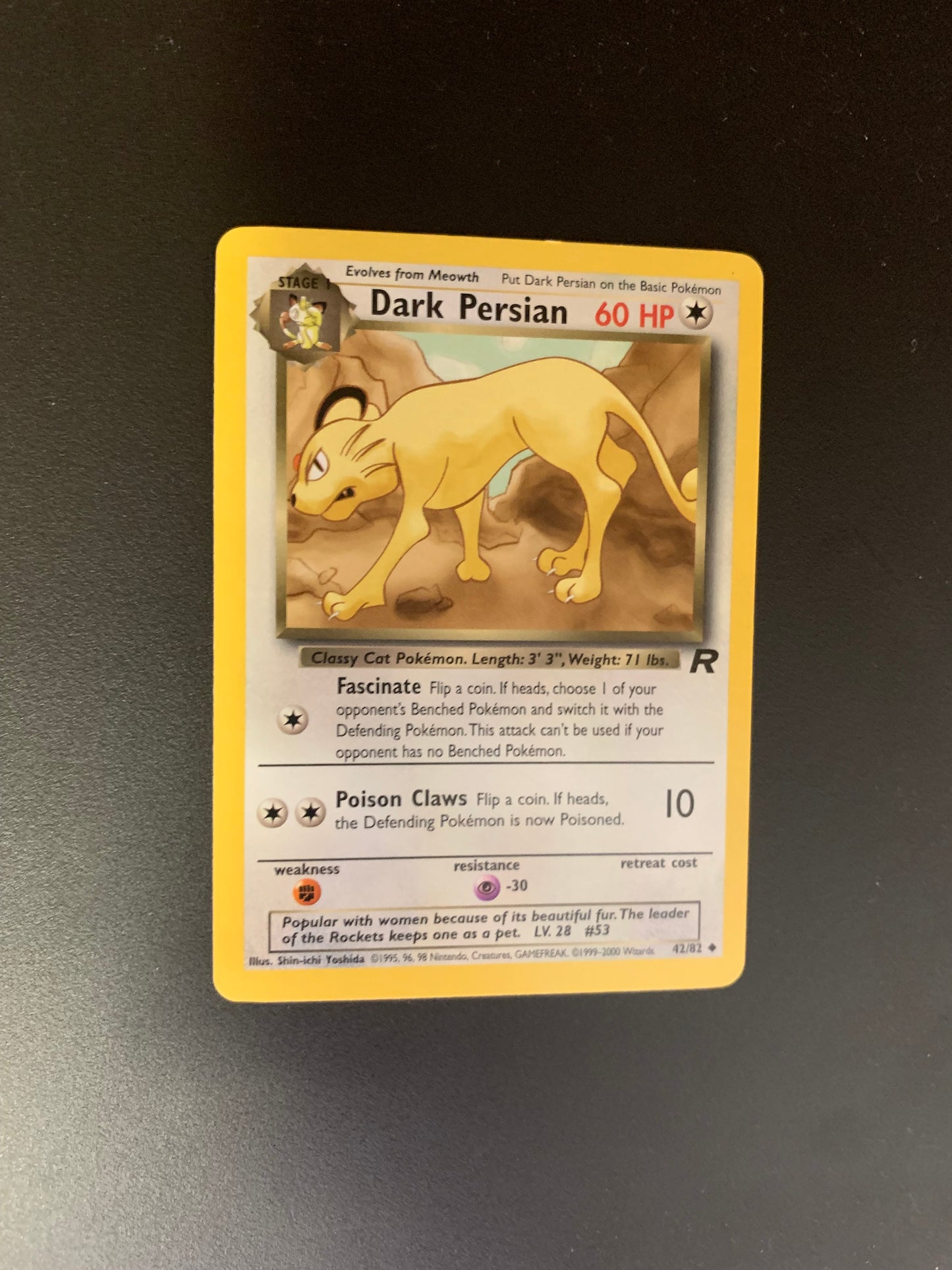 Pokemon Karte Dunkles Snobilikat 42/82 Englisch