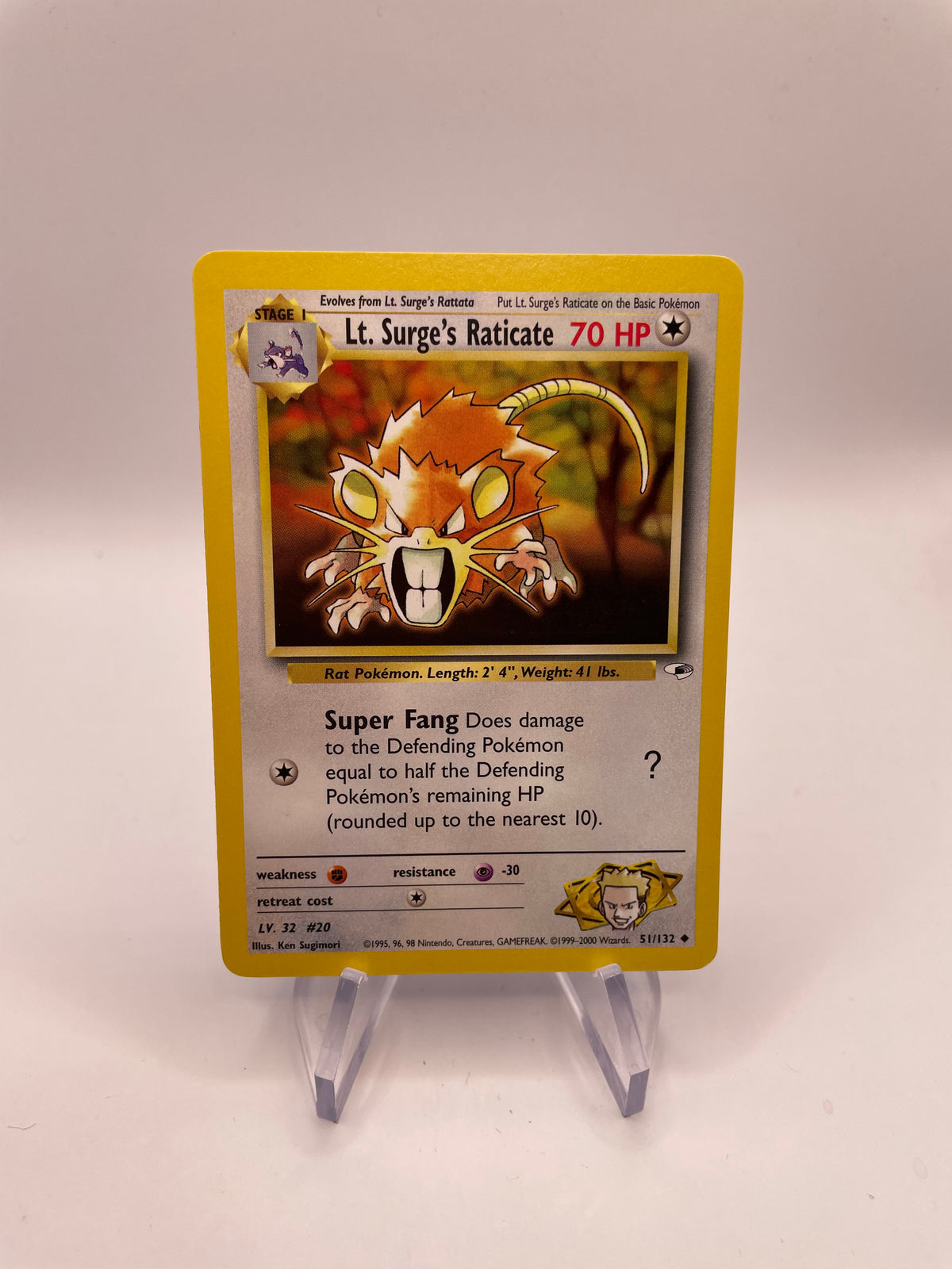 Pokemon Karte Gym Heros Lt. Surges Ratikarl 51/132 Englisch