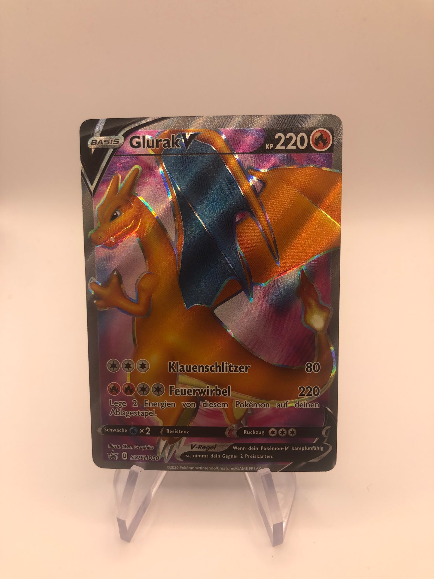 Pokemon Karte V Fullart Glurak SWSH50 Deutsch