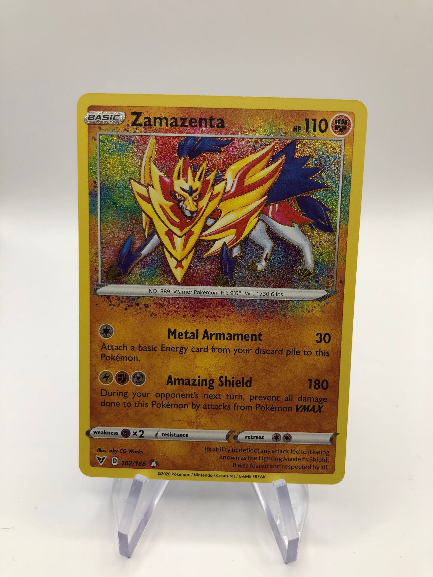 Pokemon Karte Holo Zamazenta 102/185 Englisch