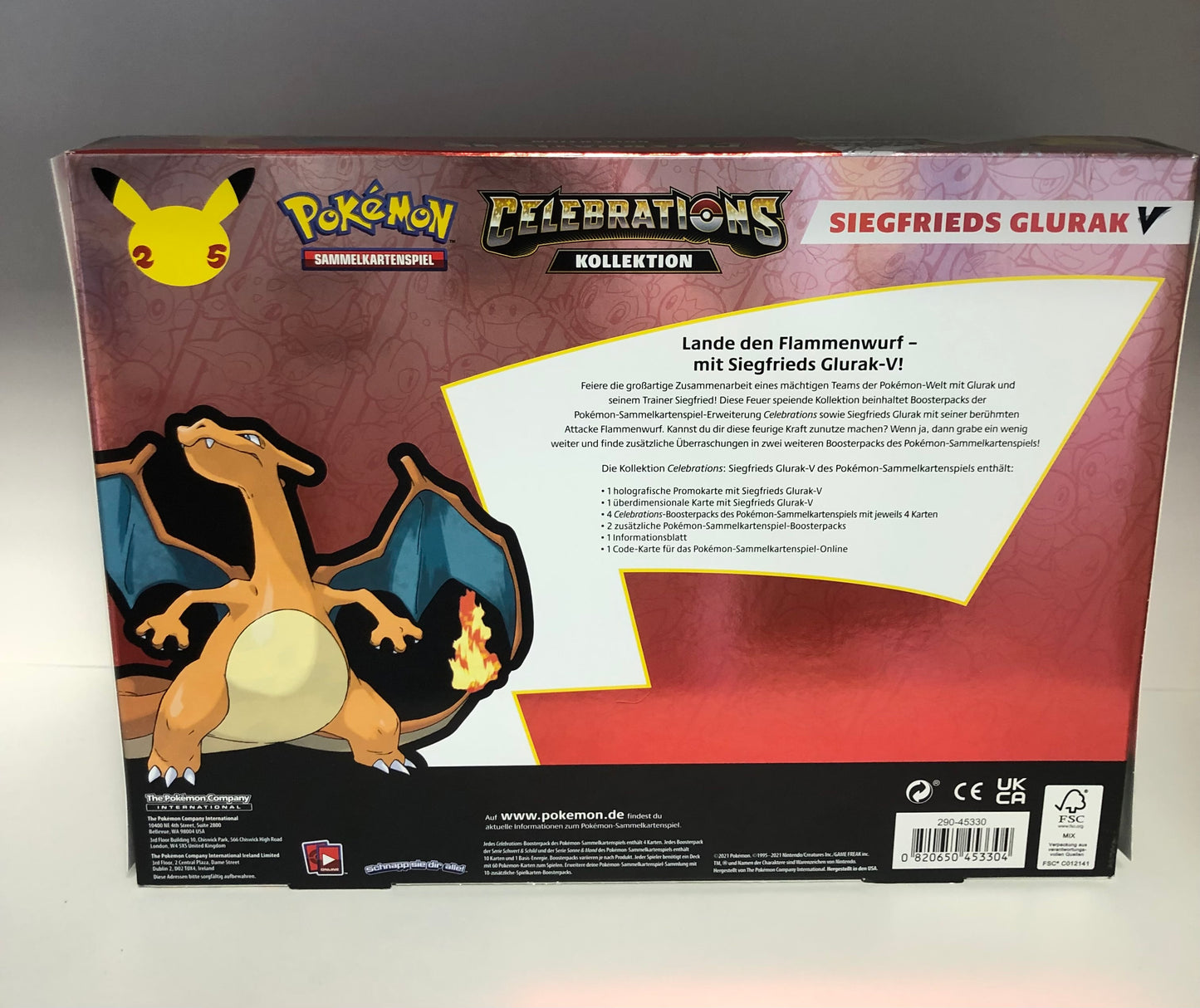 Pokemon OVP Siegfrieds Glurak V Cellebrations Kollektion Deutsch