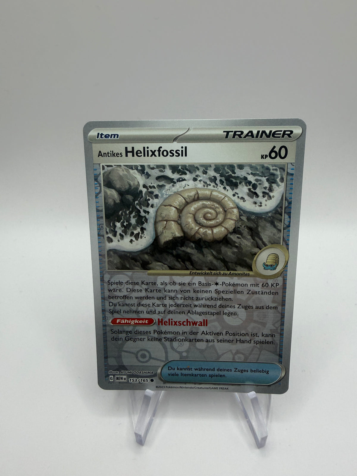 Pokemon Karte Reverse 151 Antique Helix Fossil 153/165 Englisch