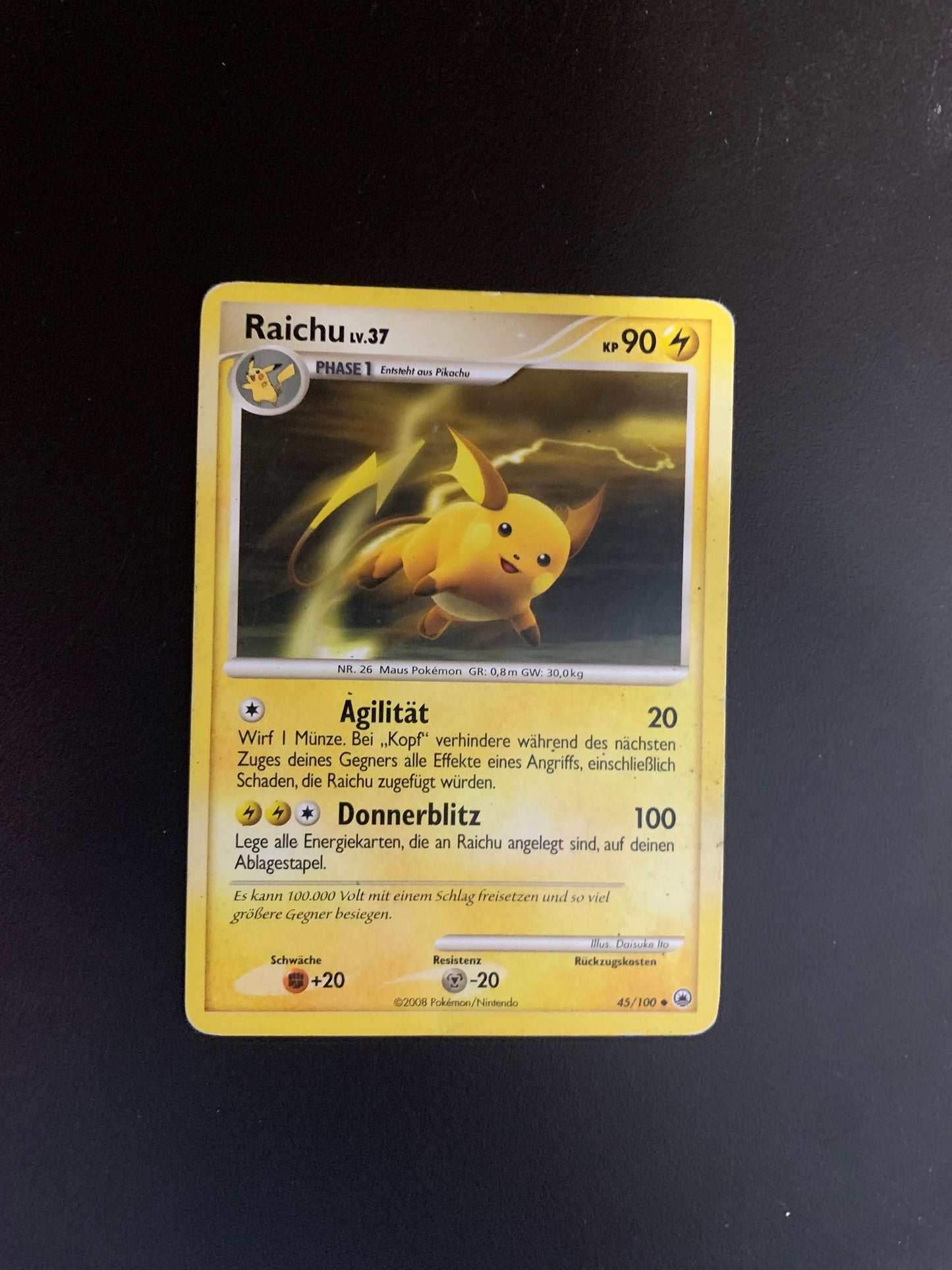 Pokemon Karte Raichu 45/100 Deutsch