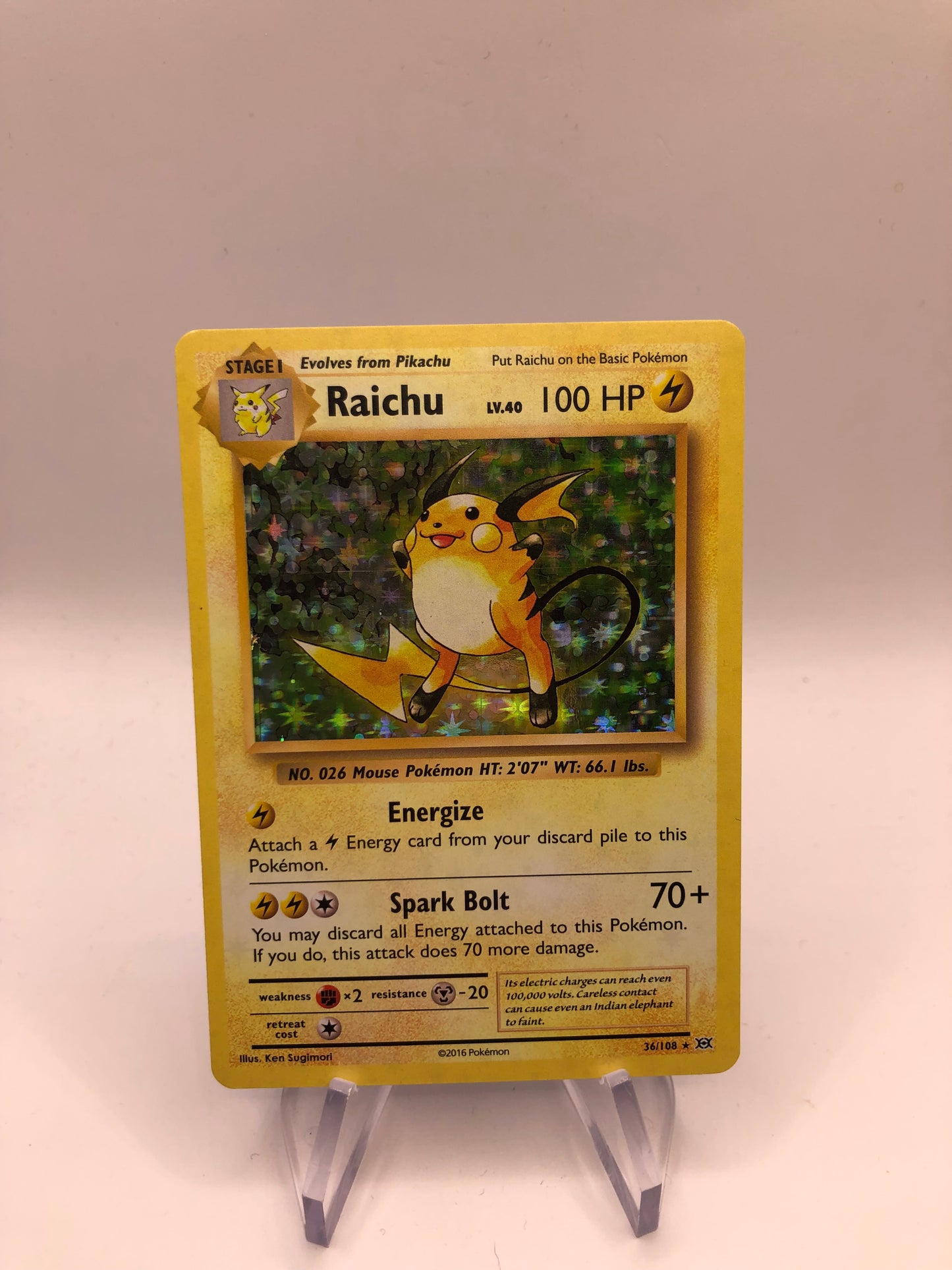 Pokemon Karte Holo Raichu 36/108 Englisch