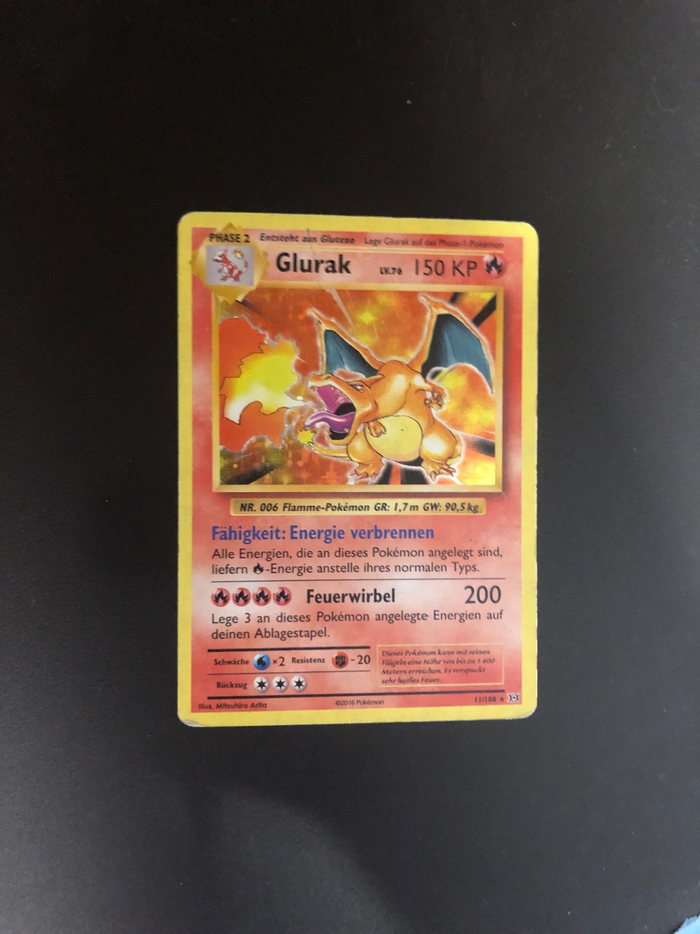 Pokemon Karte Holo Glurak 11/108 Deutsch