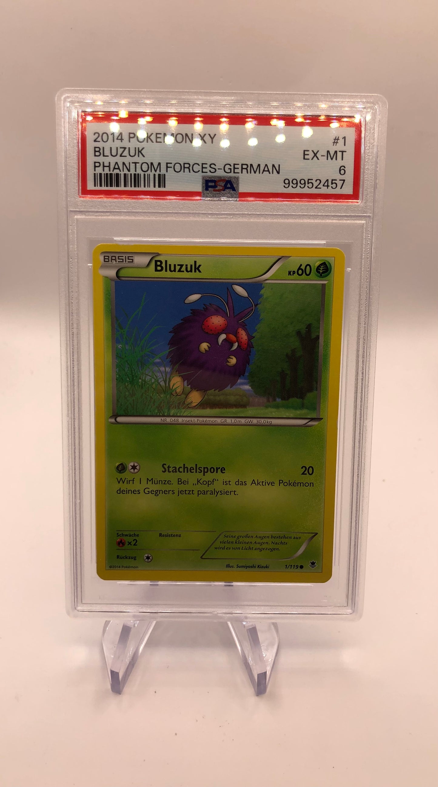 Pokemon Karte PSA 6 Bluzuk 1/119 Deutsch