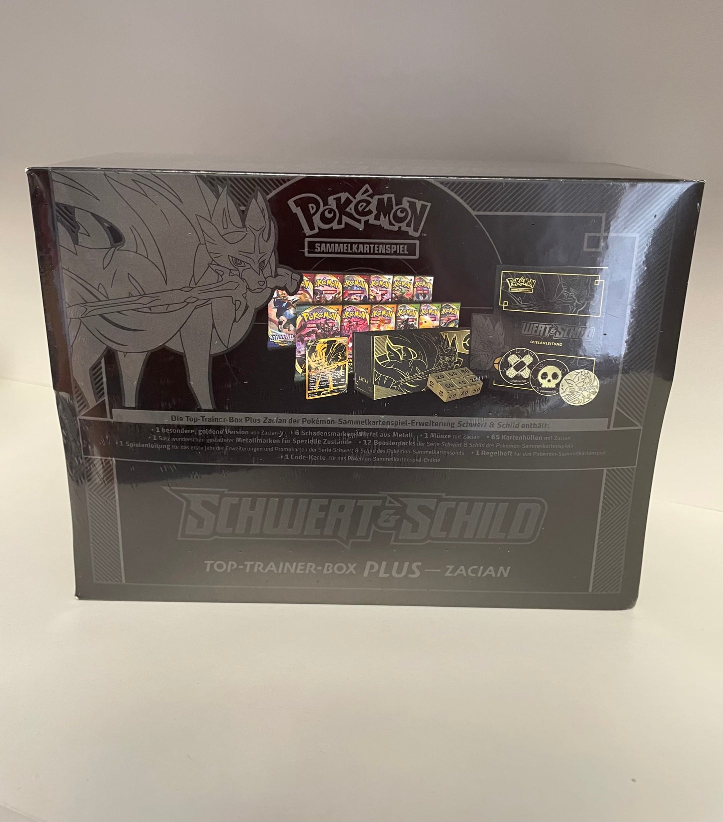Pokemon OVP Top Trainer Box Plus Zacian Deutsch