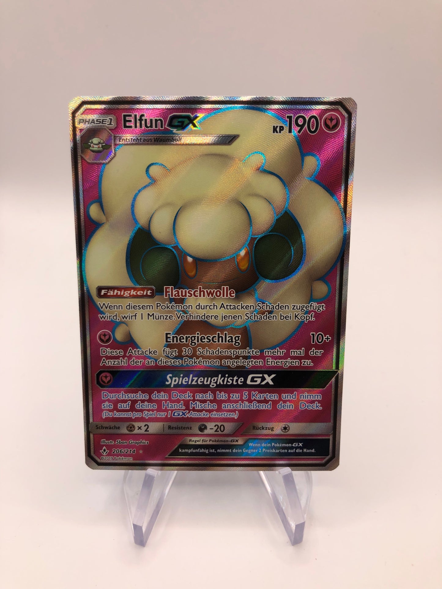Pokemon Karte GX Fullart Elfun 206/214 Deutsch