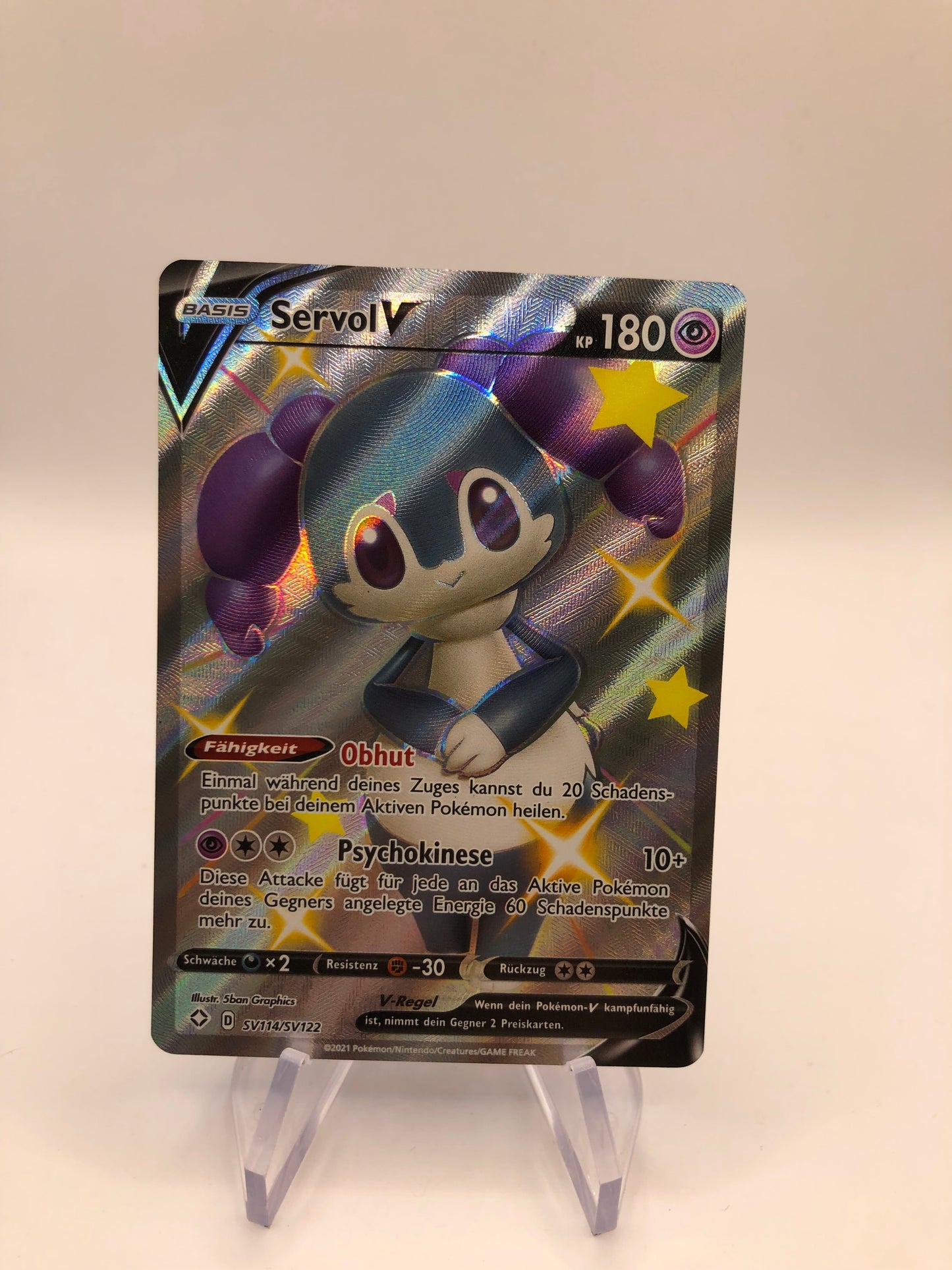 Pokemon Karte V Shiny Servol SV114/SV122 Deutsch