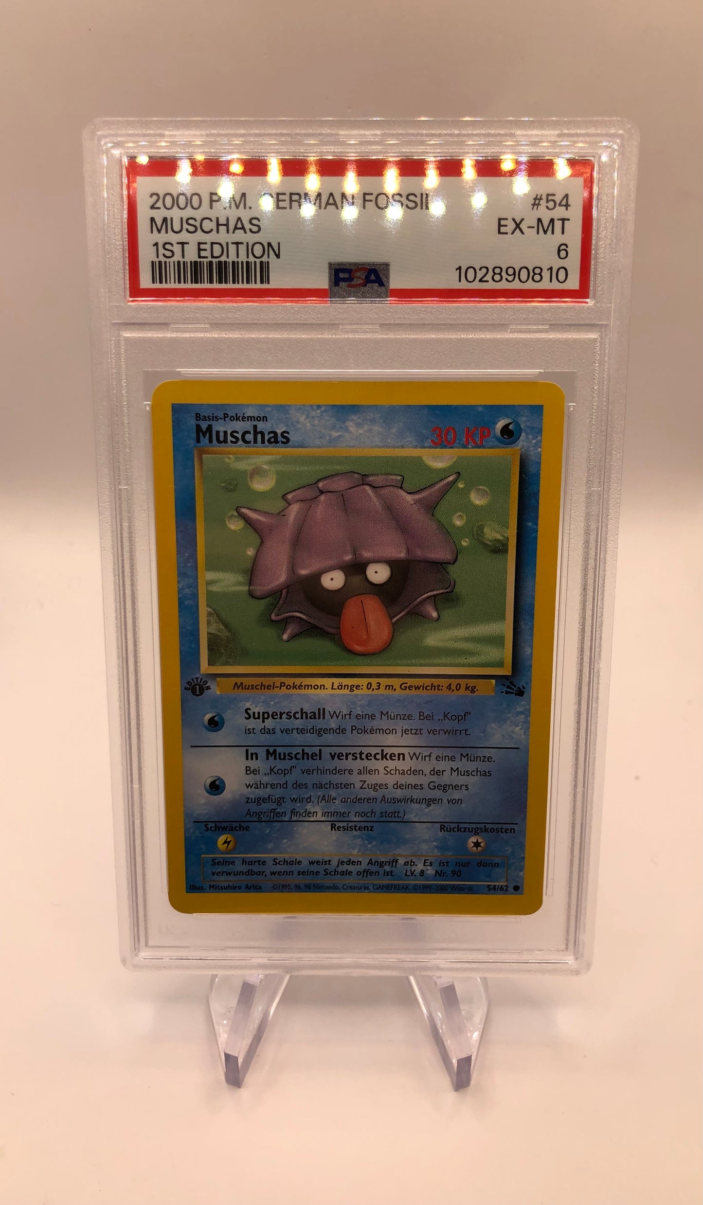 Pokemon Karte PSA 6 1.Edition Muschas 54/62 Deutsch