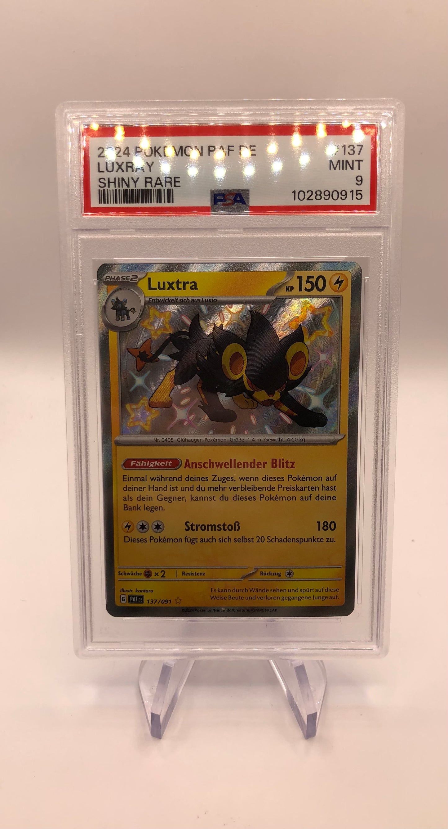 Pokemon Karte PSA 9 Shiny Luxtra 137/91 Deutsch