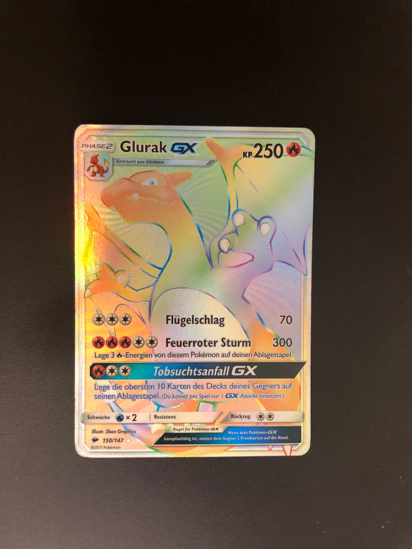 Pokemon Karten GX Rainbow Glurak 150/147 Deutsch