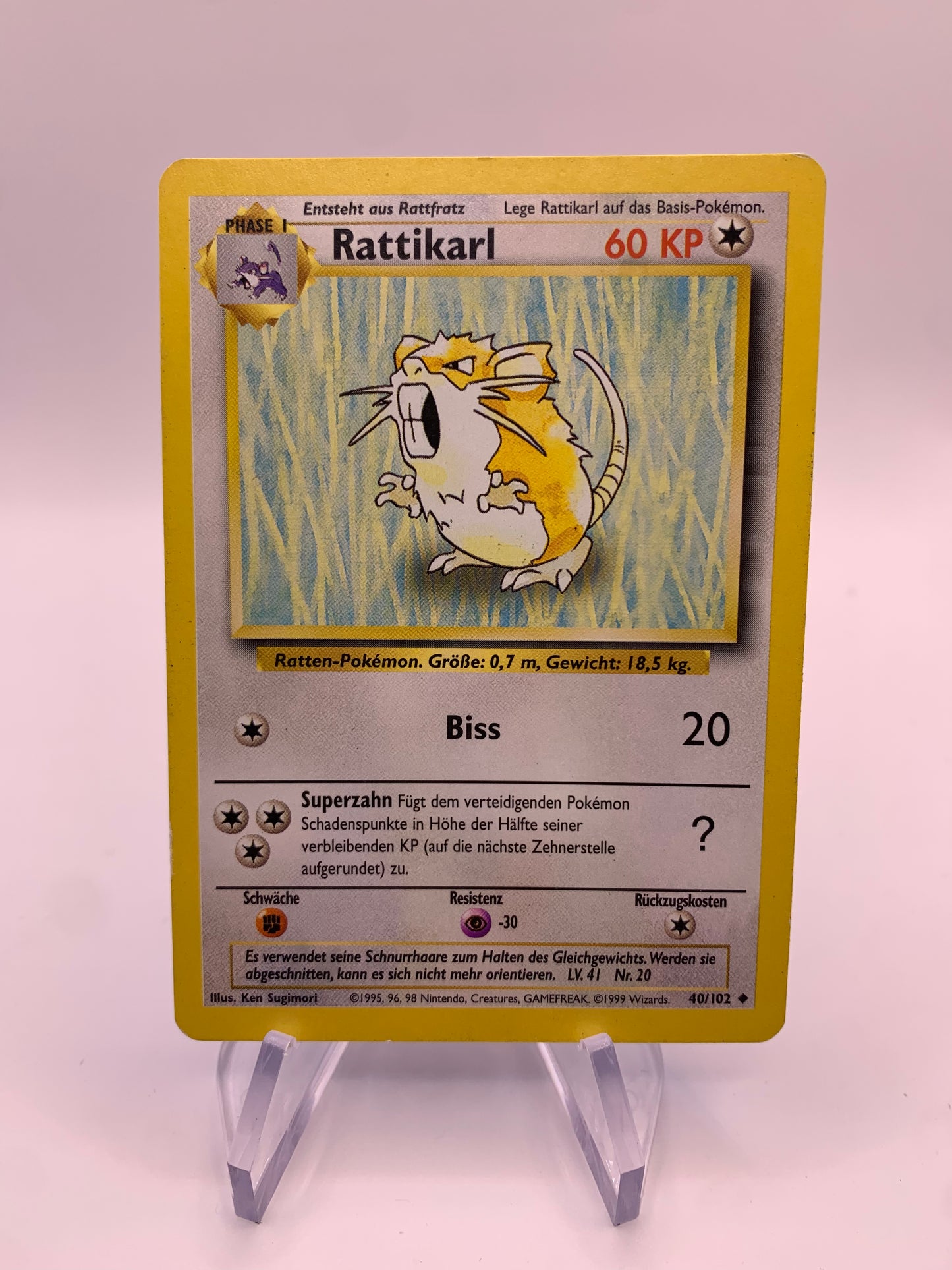 Pokemon Card Ratticarl Base Set 40/102 German