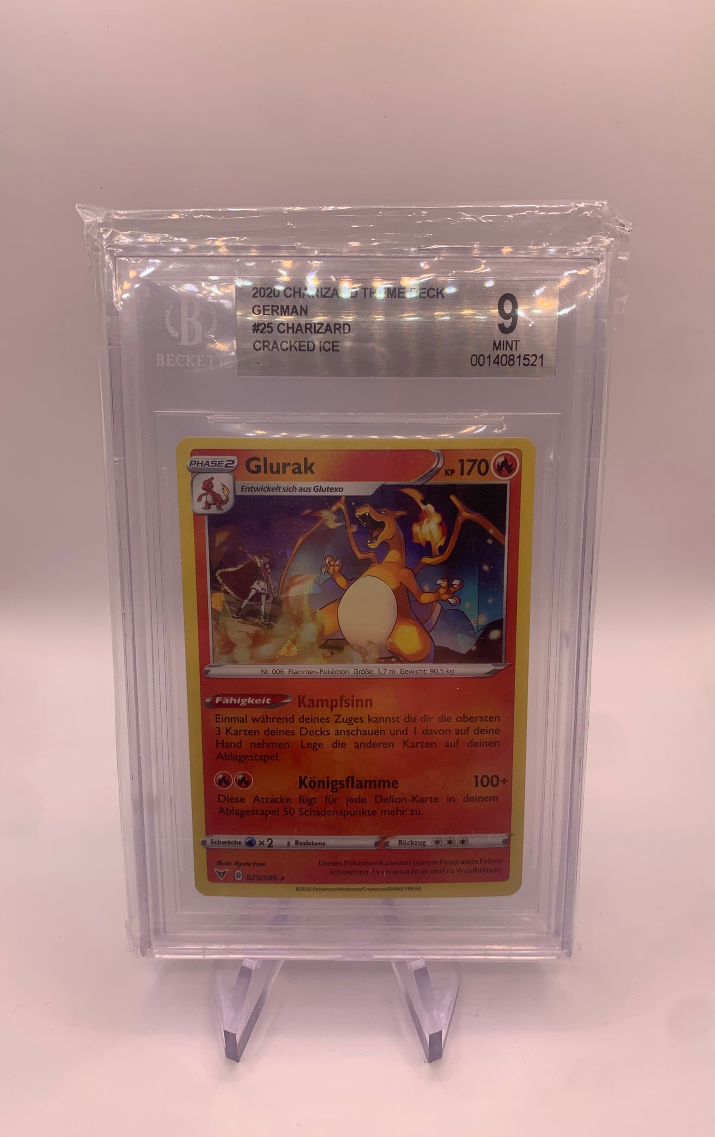 Pokemon Karte Beckett 9 Cracked Ice Glurak 25/185 Deutsch