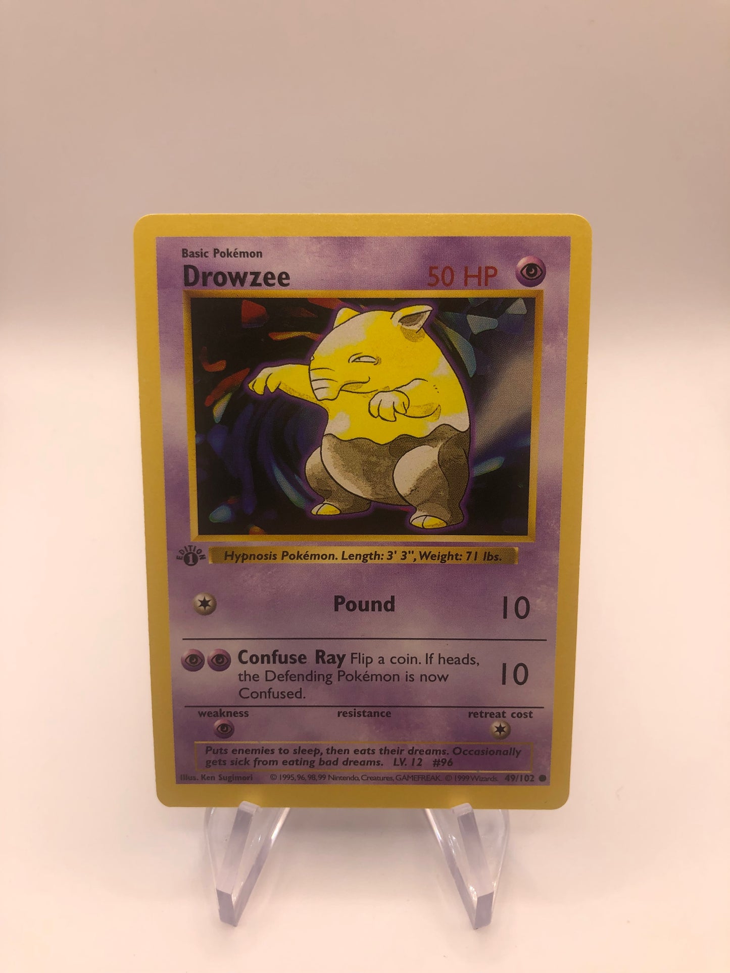 Pokemon Karte 1st Edition Shadowless Traumato 49/102 Englisch