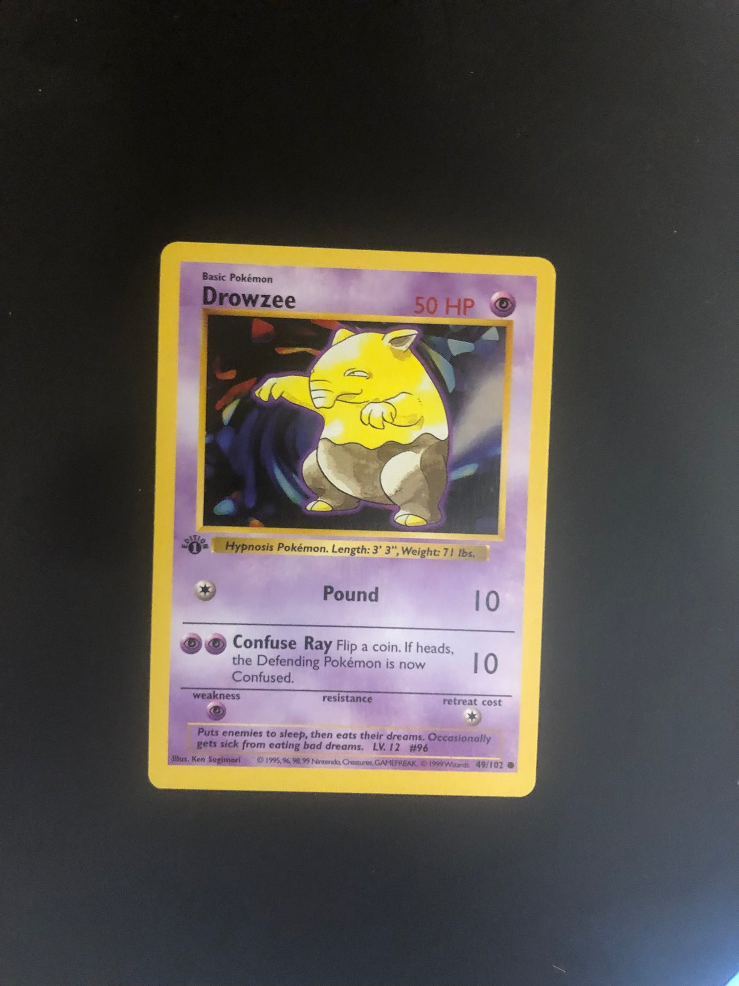 Pokemon Karte 1st Edition Shadowless Traumato 49/102 Englisch