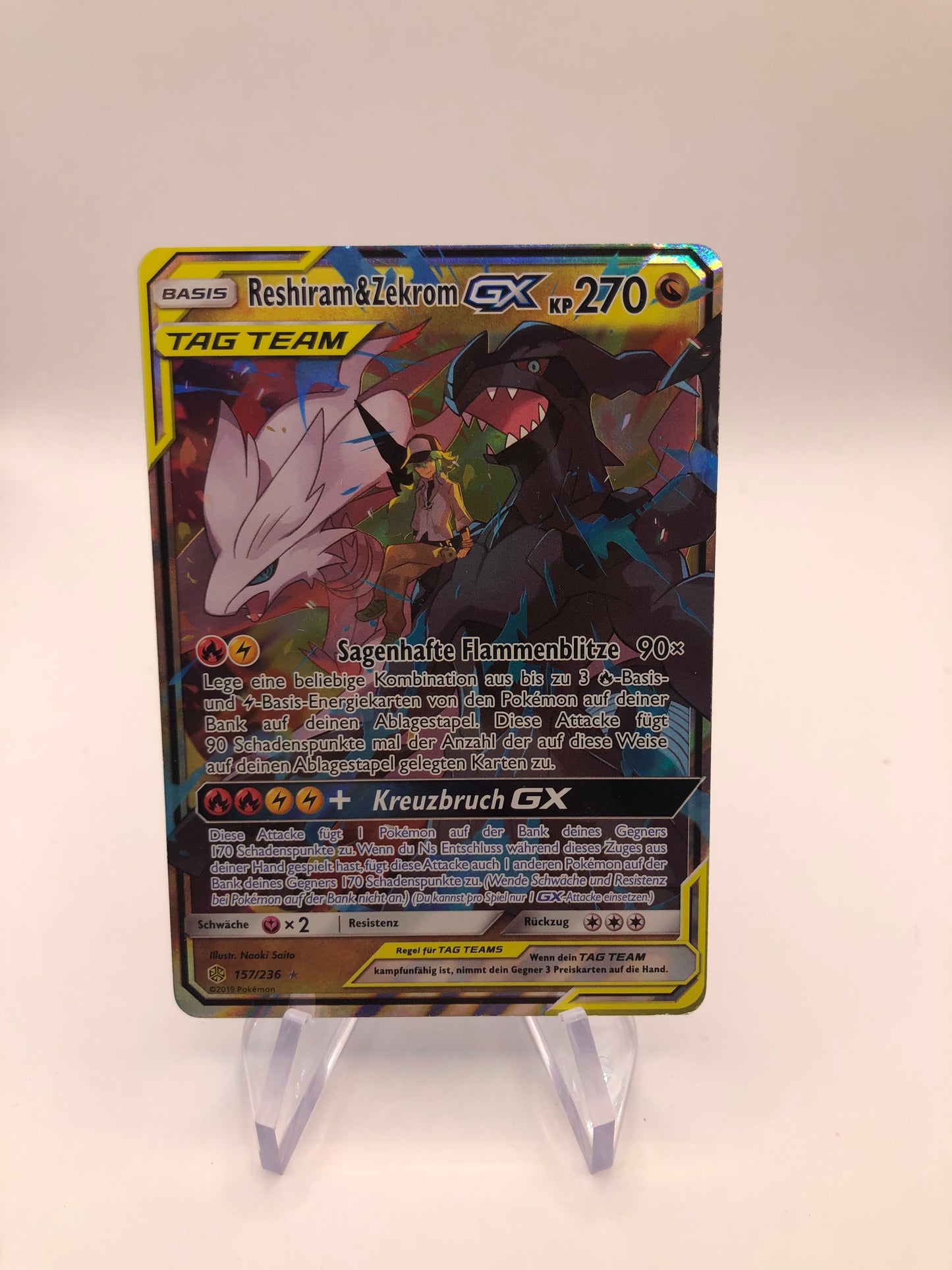 Pokemon Karte Gx Tag Team Reshiram Zekrom 157/236 Deutsch