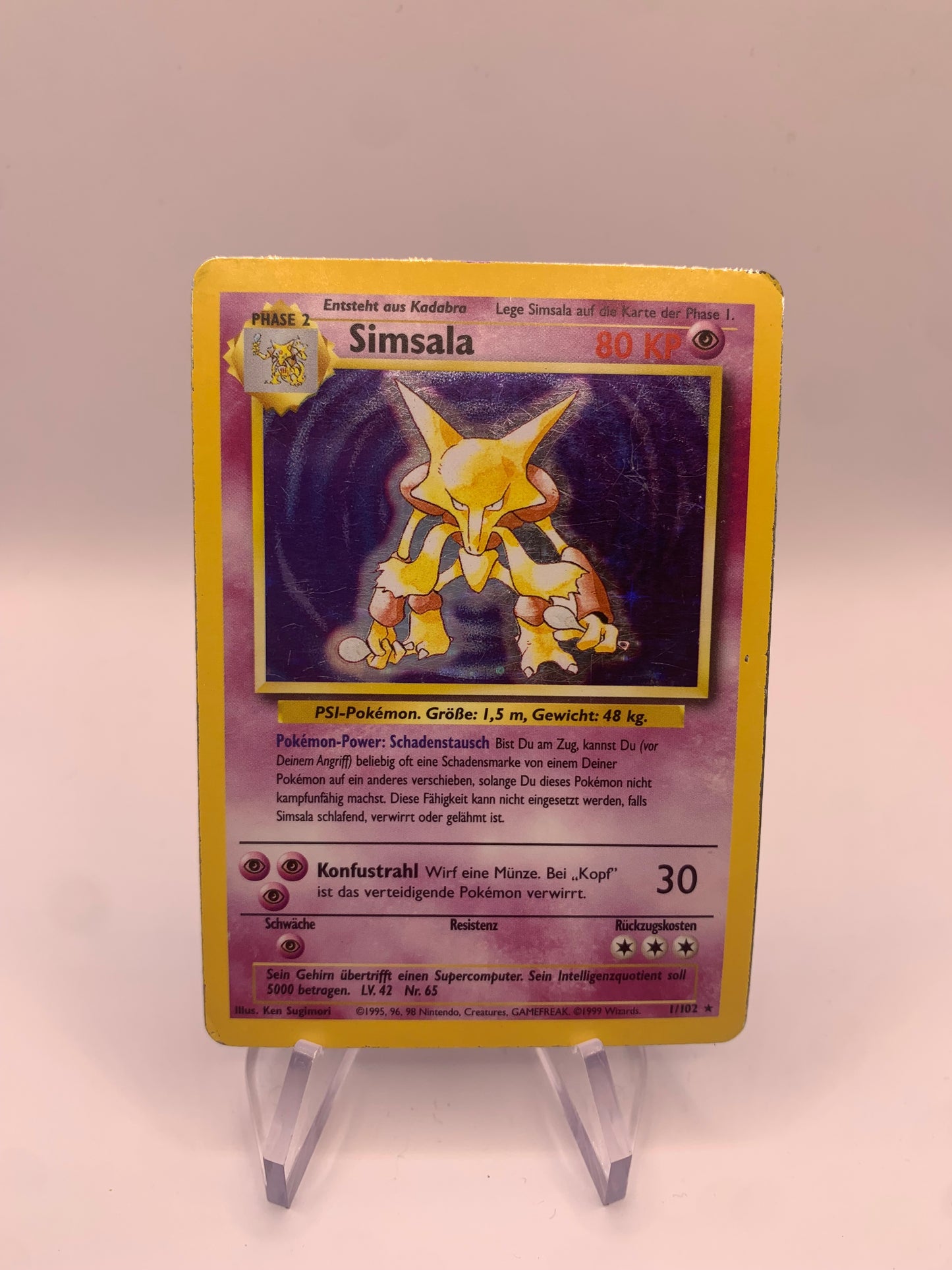 Pokemon Karte Holo Simsala Base Set 1/102 Deutsch