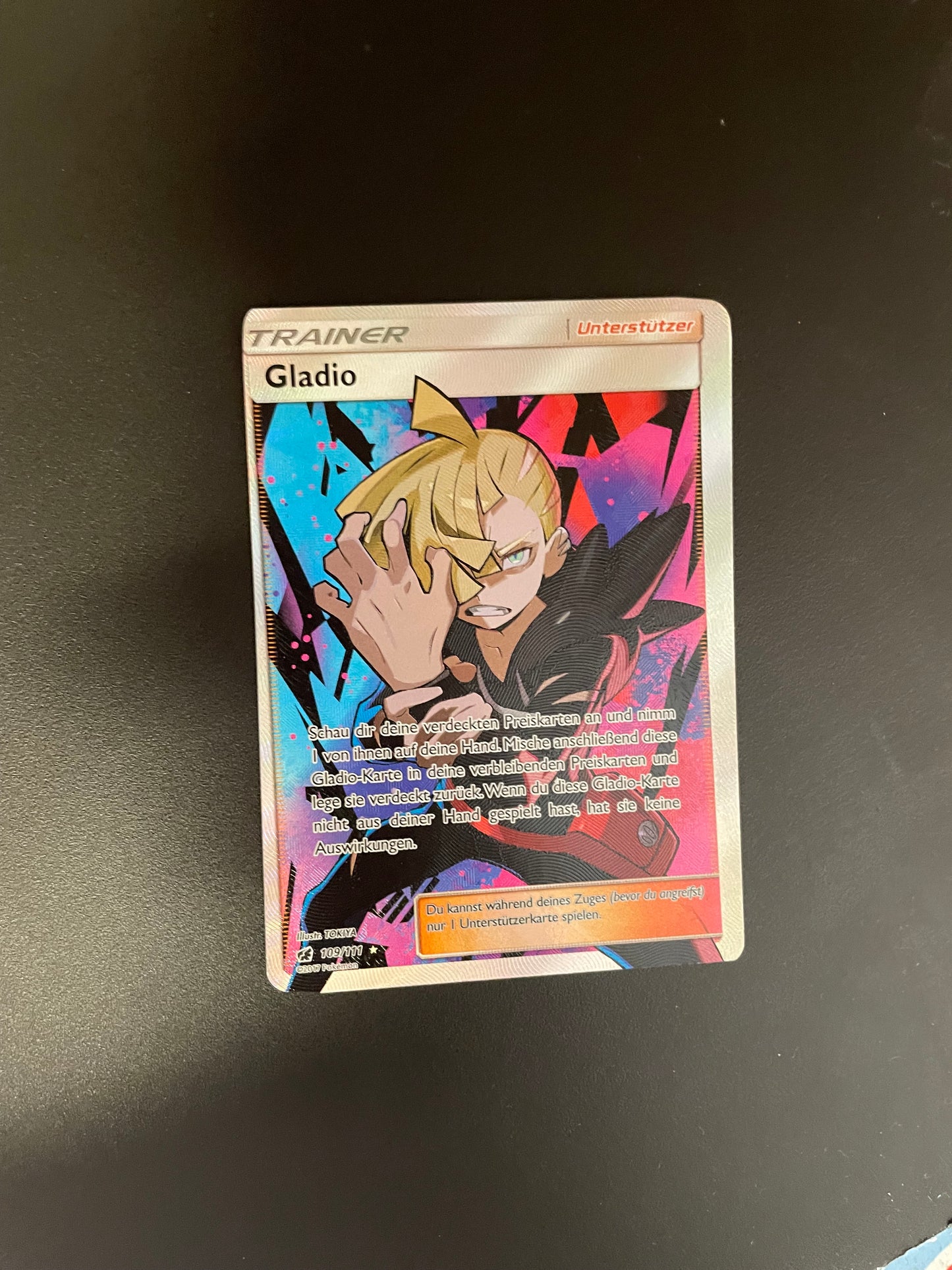 Pokemon Karte Trainer Gladio 109/111 Deutsch