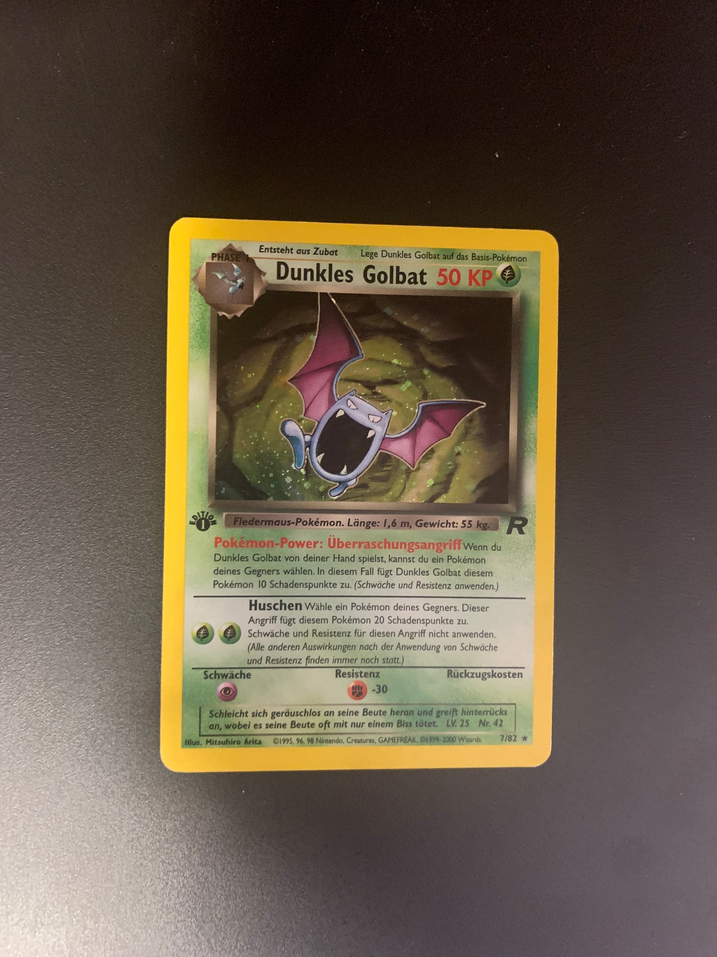 Pokemon Karte 1.Edition Dunkles Golbat 7/82 Deutsch