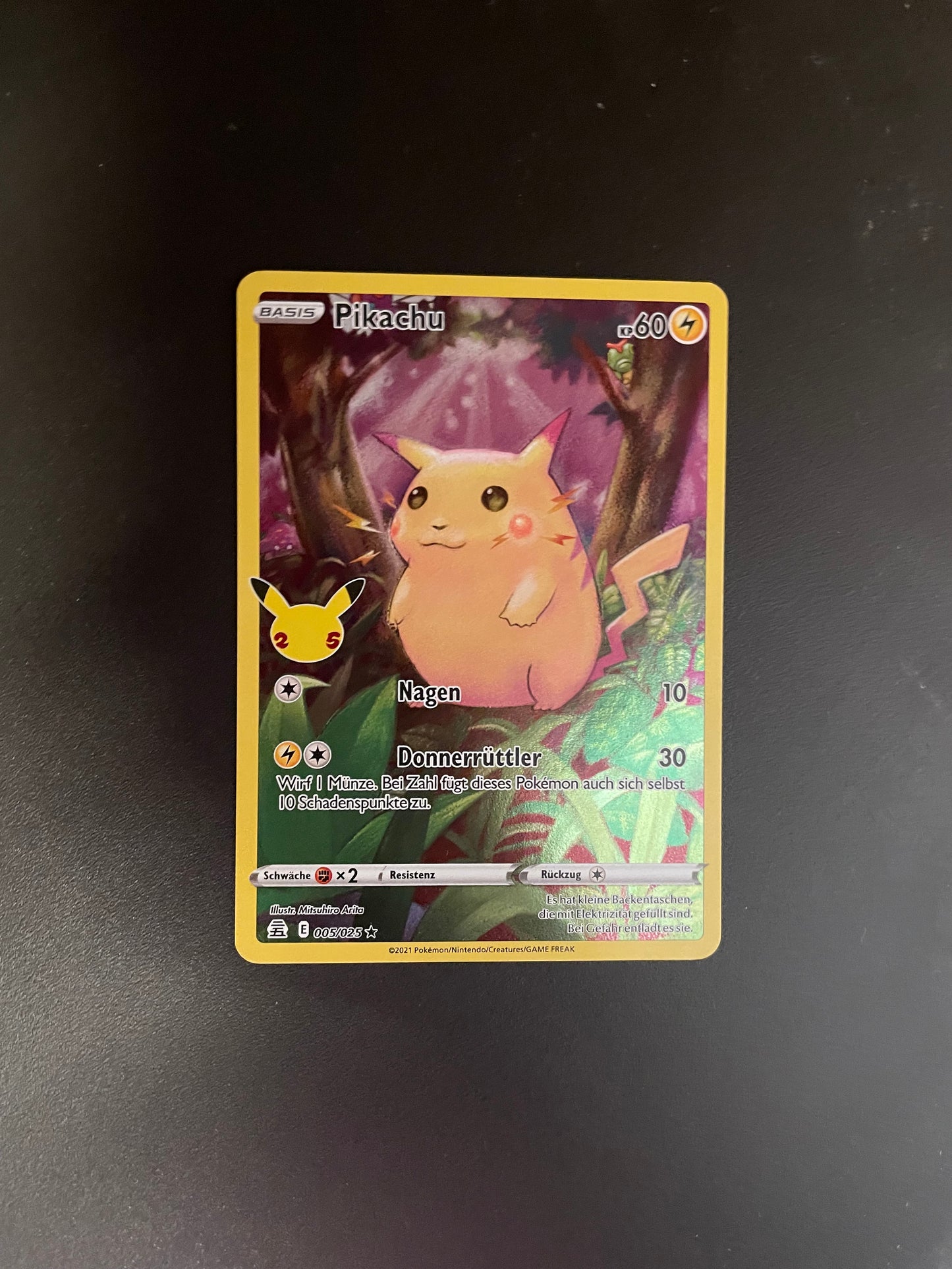 Pokemon Karte Art Rare Celebration Pikachu 5/25 Deutsch