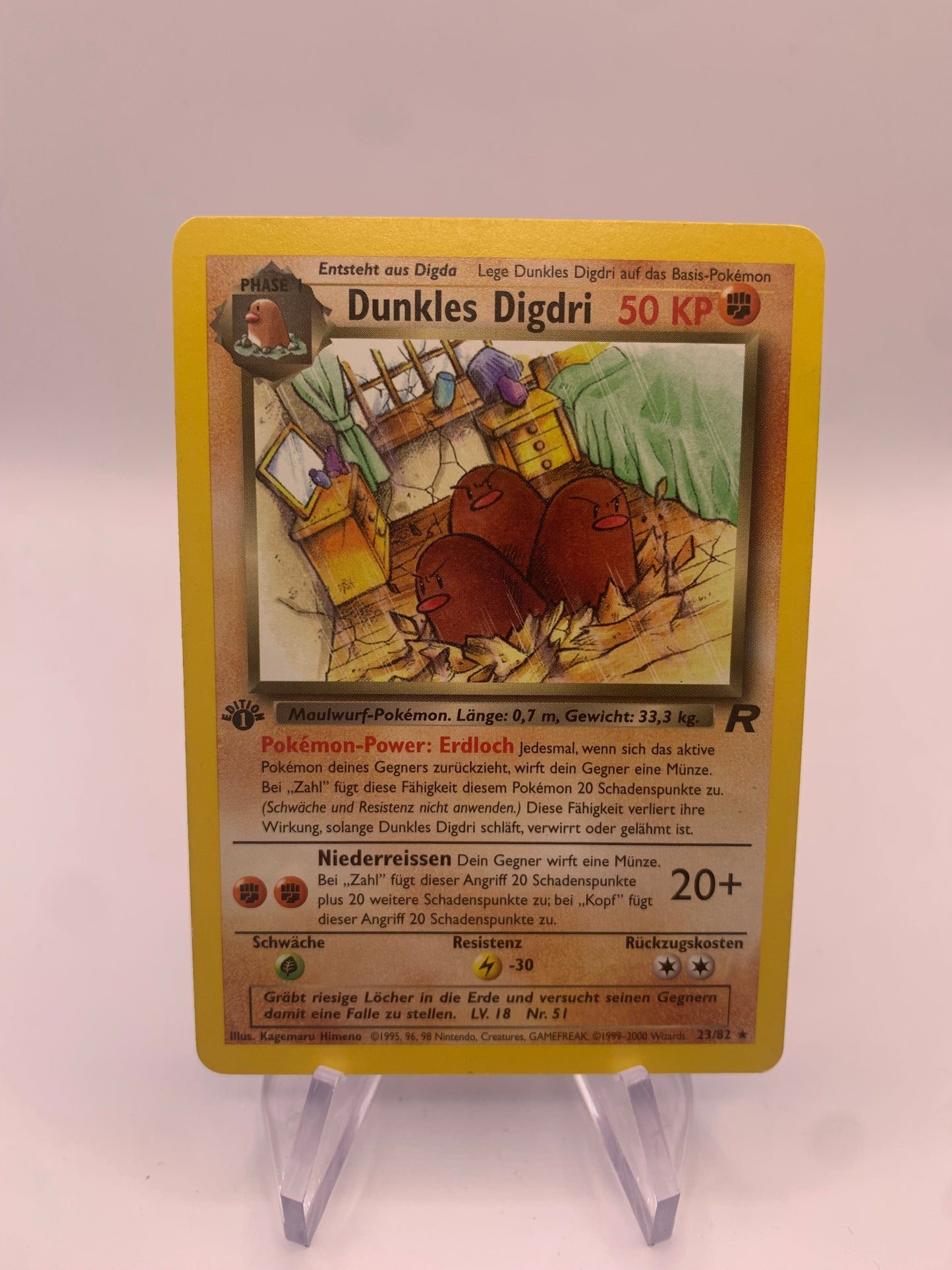 Pokemon Karte 1.Edition Dunkles Digdri 23/82 Deutsch