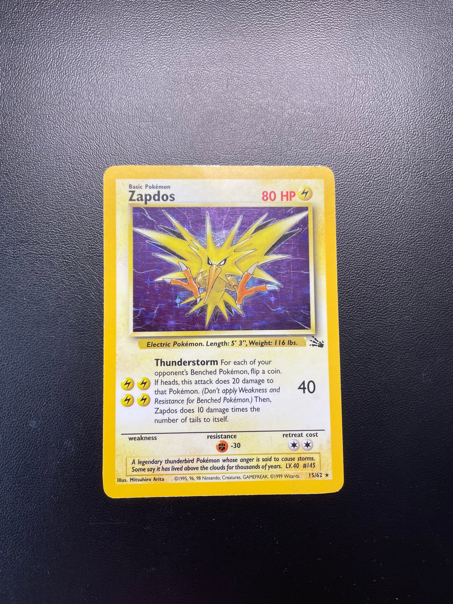 Pokemon Karte Holo Zapdos 15/62 Englisch