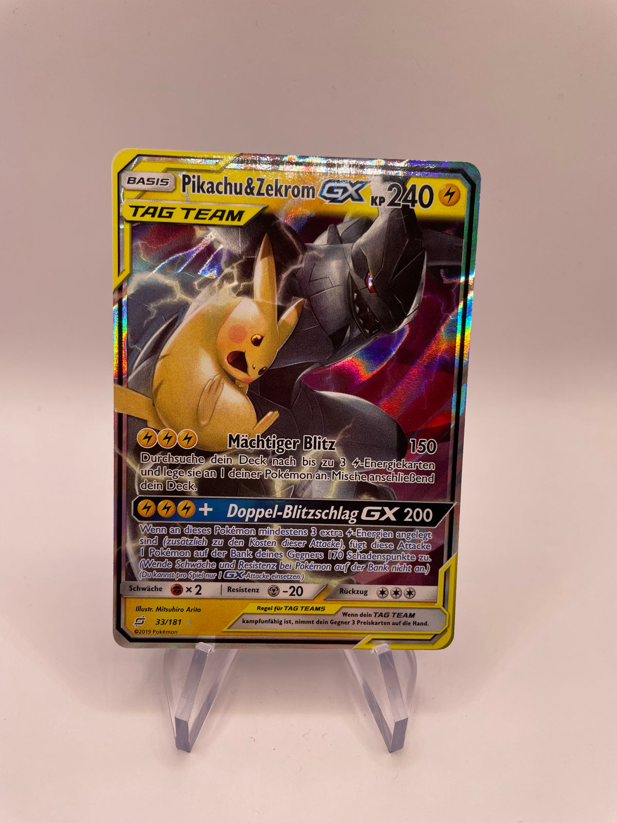 Pokemon Karte GX Tag Team Pikachu & Zekrom 33/181 Deutsch