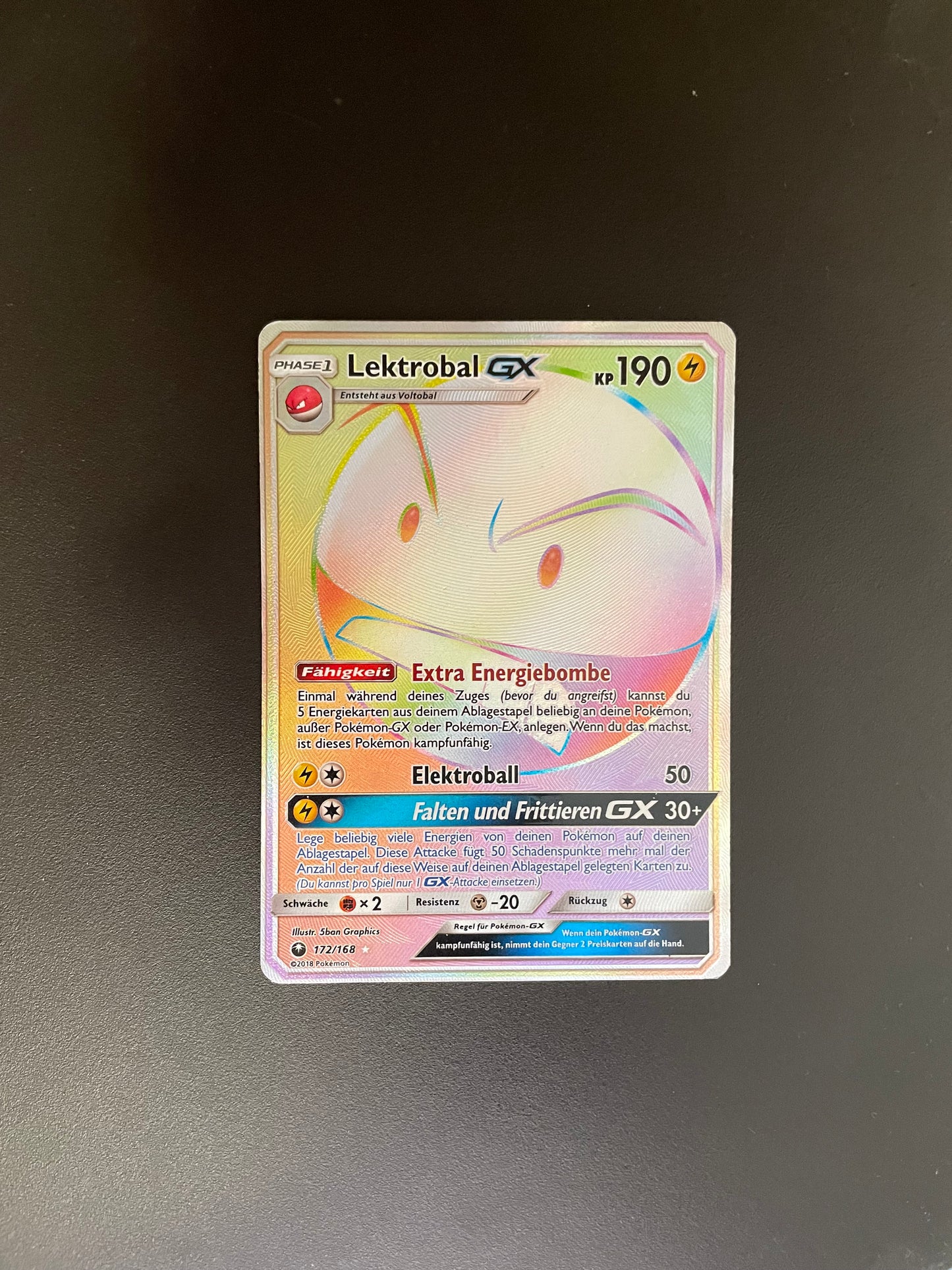 Pokémon Karte GX Rainbow Lektrobal 172/168 Deutsch