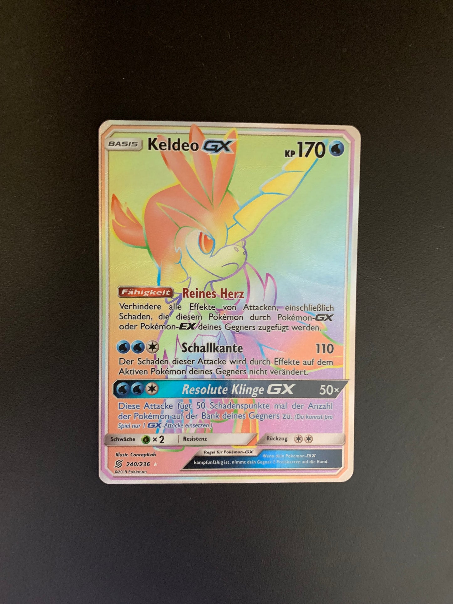 Pokemon Karte Gx Rainbow Keldeo 240/236 Deutsch