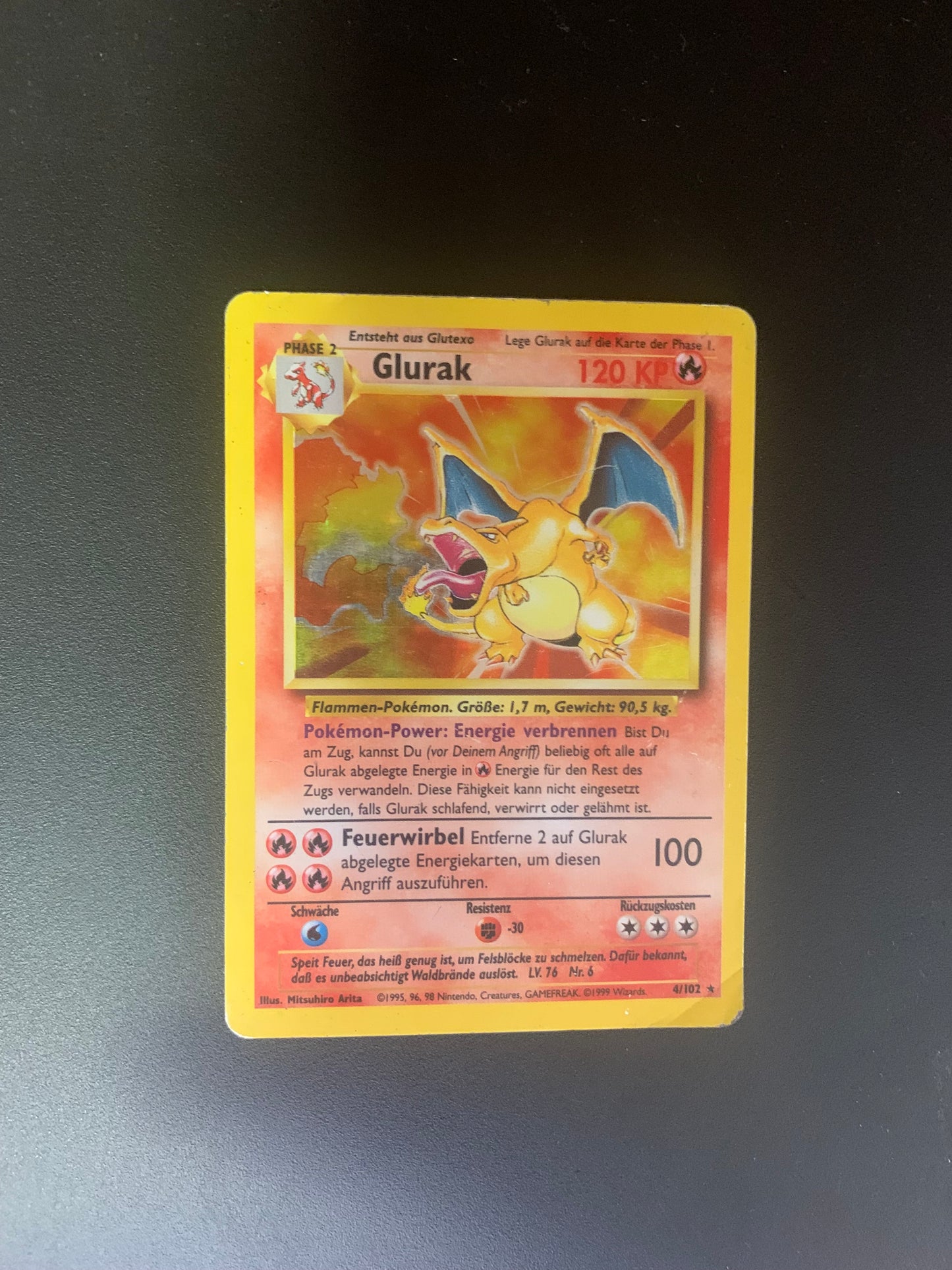 Pokemon Karte Holo Glurak 4/102 Deutsch