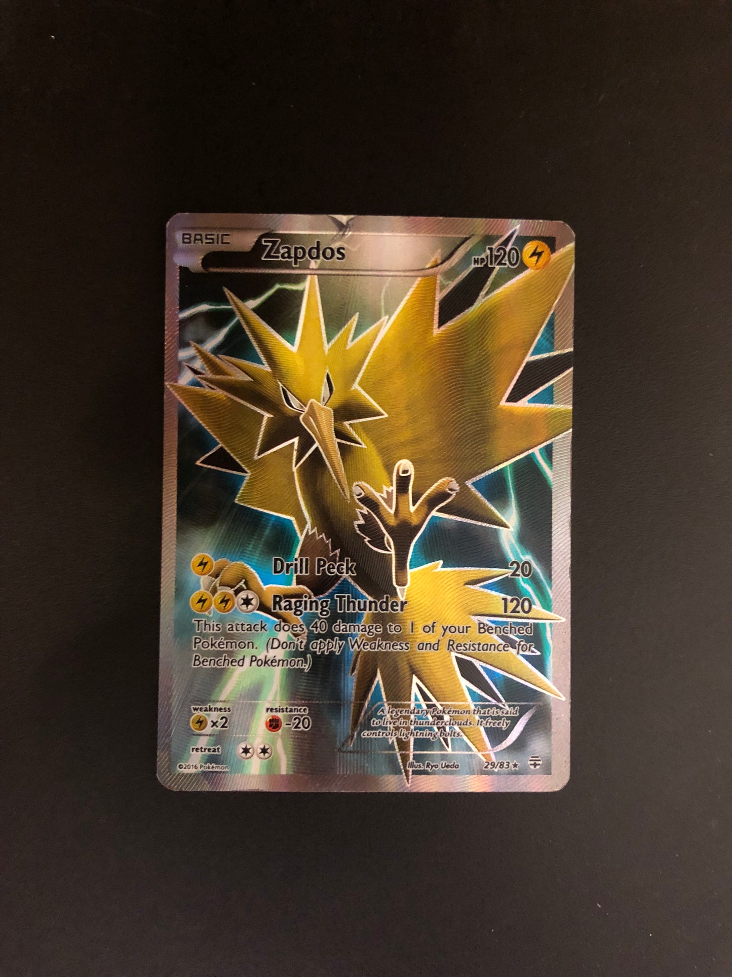 Pokemon Karte Fullart Art-Rare Zapdos 29/83 Englisch