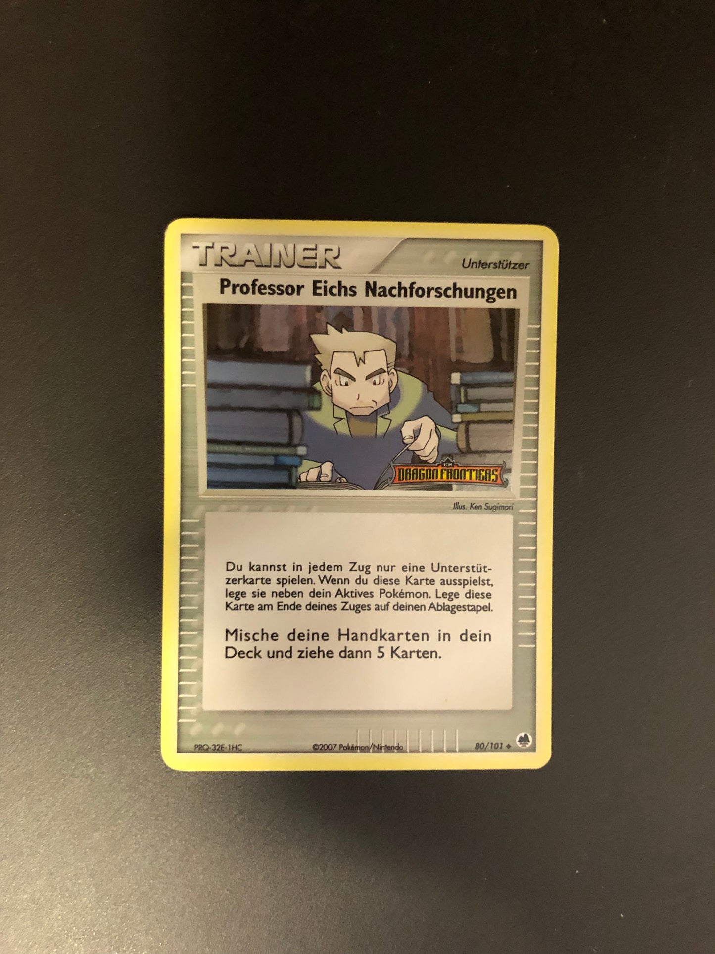 Pokemon Karte Revers Stamp Trainer Professor Eichs nachforschung 80/101 Deutsch