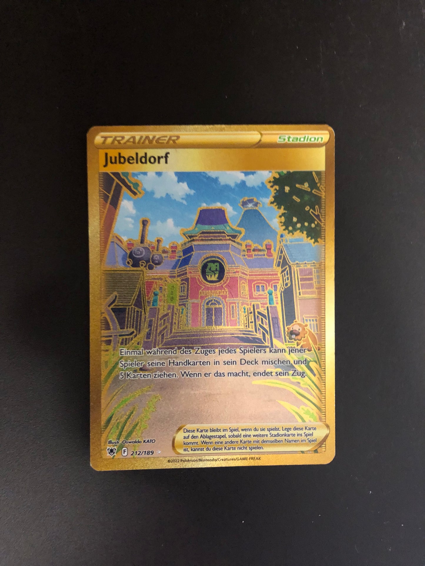 Pokemon Karte Trainer Gold Jubeldorf 212/189 Deutsch