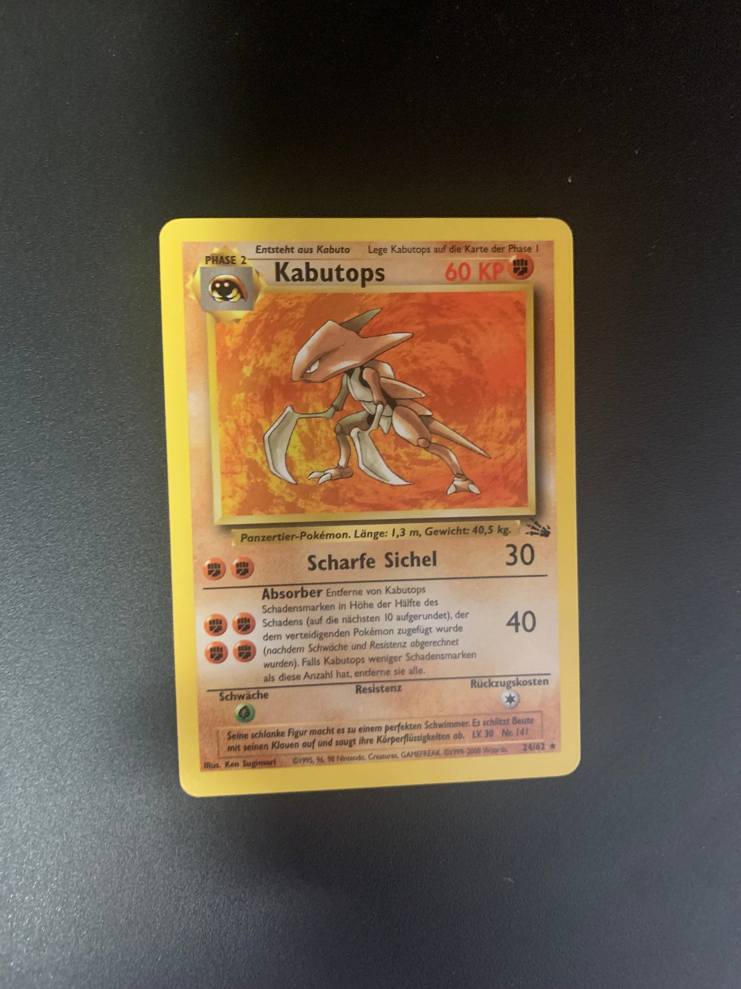 Pokemon Karte Fossil Kabutops 24/62 Deutsch