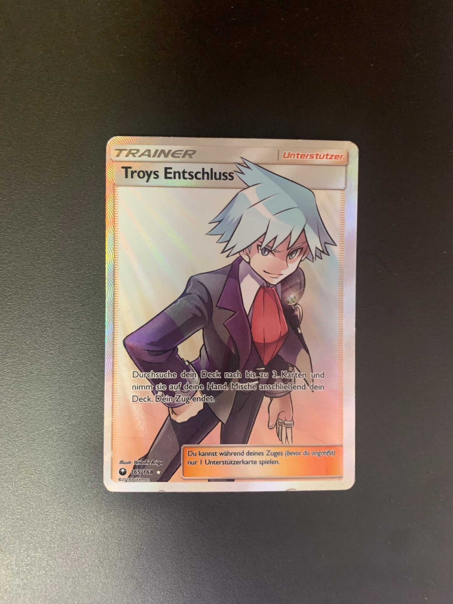 Pokemon Karte Trainer Fullart Troy’s Entschluss 165/168 Deutsch