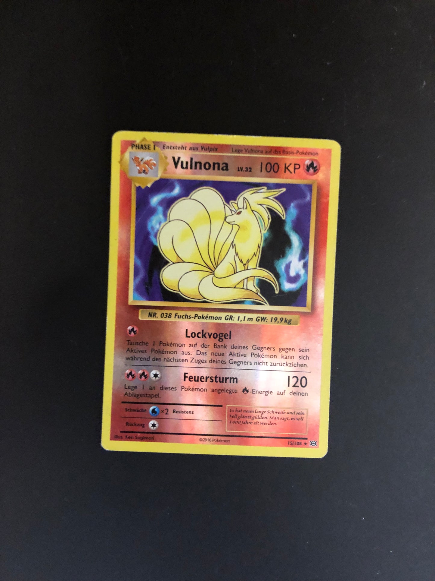 Pokemon Karte Revers Vulnona 15/108 Deutsch