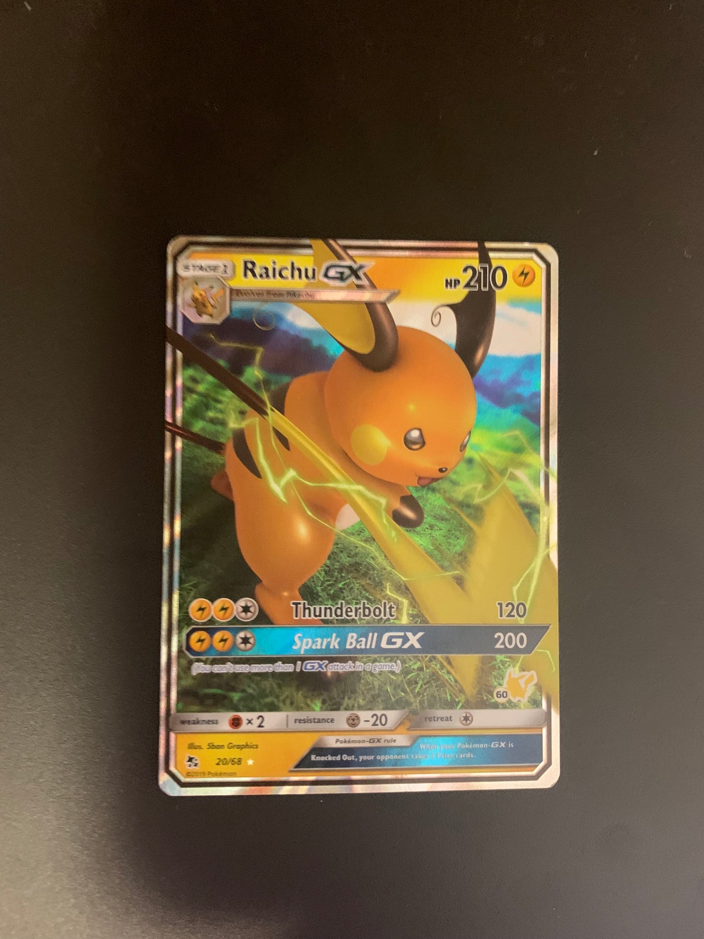 Pokemon Karte GX Raichu 20/68 Deutsch