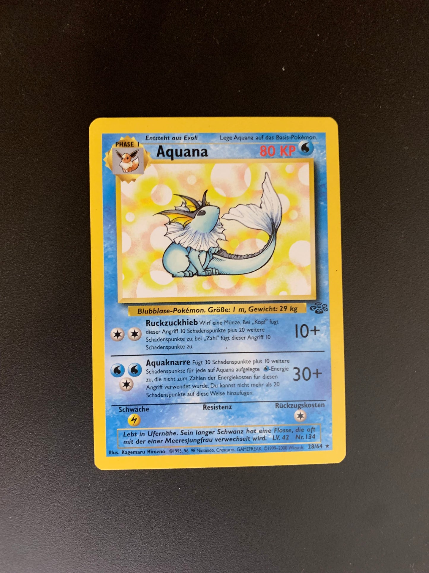 Pokemon Karte Jungel Aquana 28/64 Deutsch