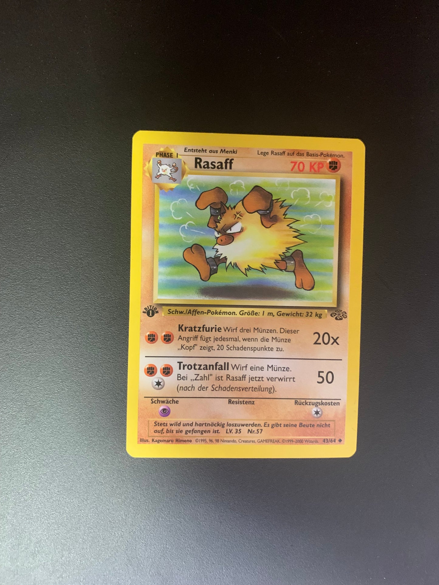 Pokemon Karte 1st Edition Rasaff 43/64 Deutsch