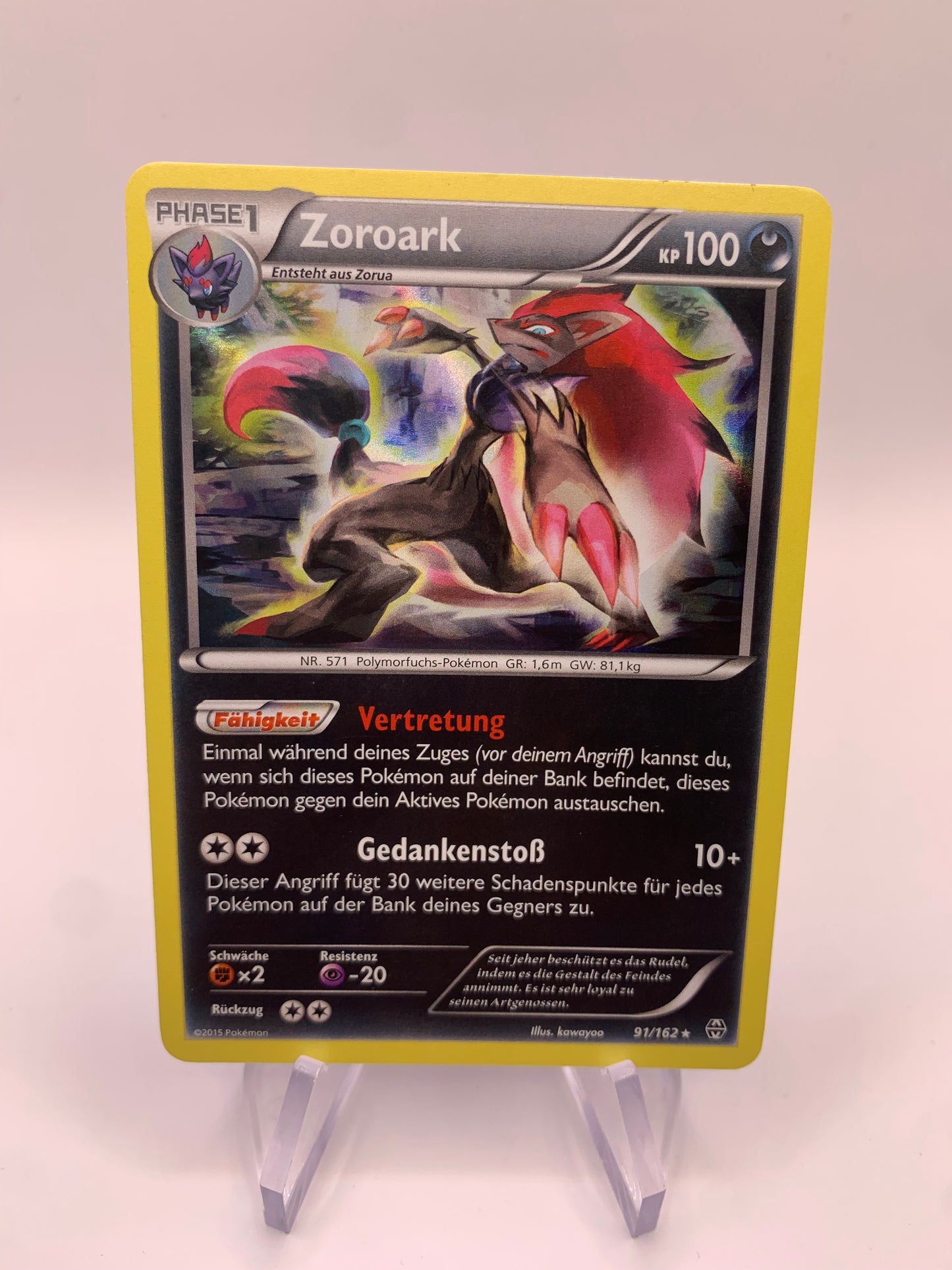 Pokemon Karte Holo Zoroark 91/162 Deutsch